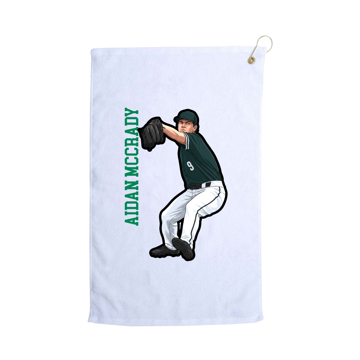 Golf Towel — Name Vertical in White
