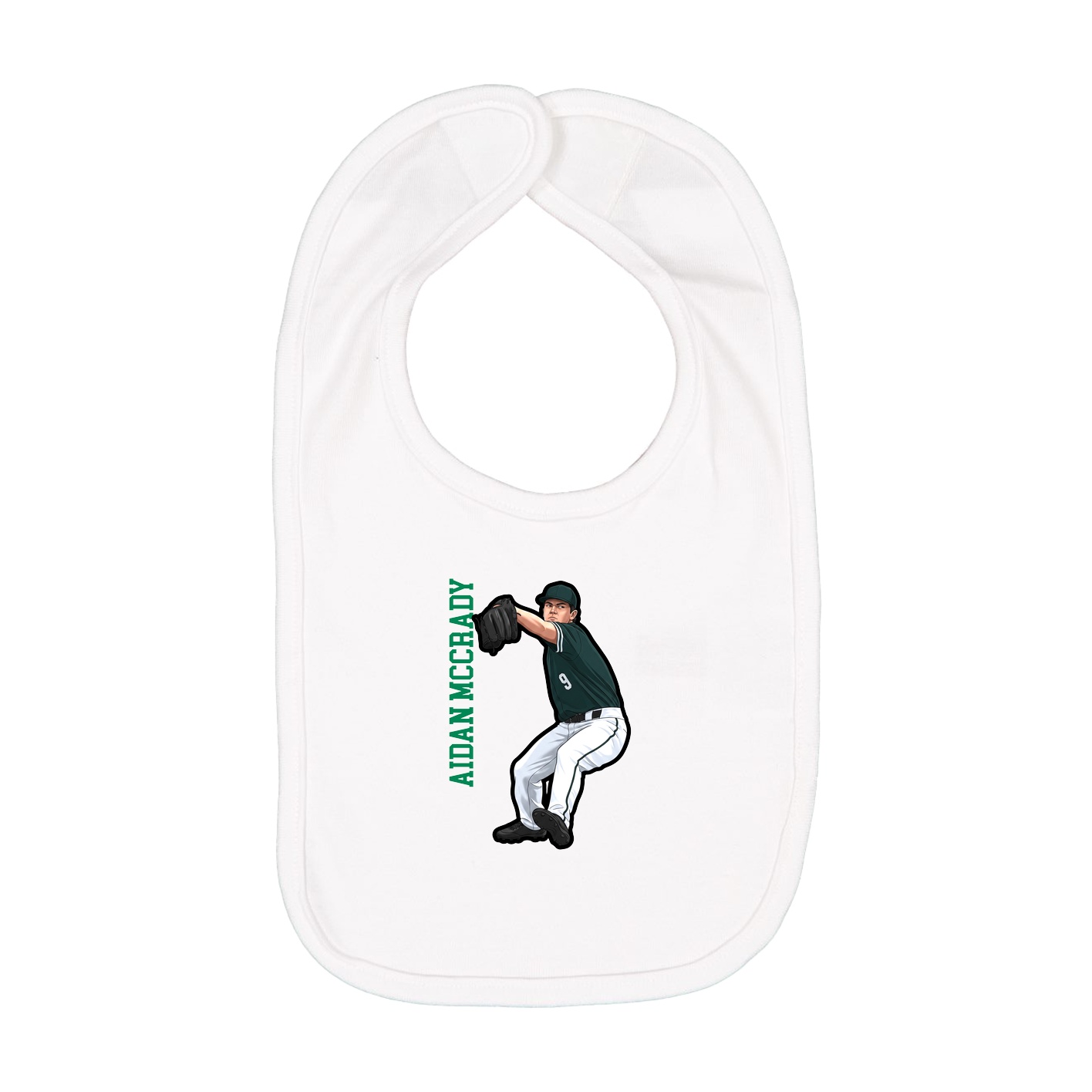 Infant Bib — Name Vertical in White