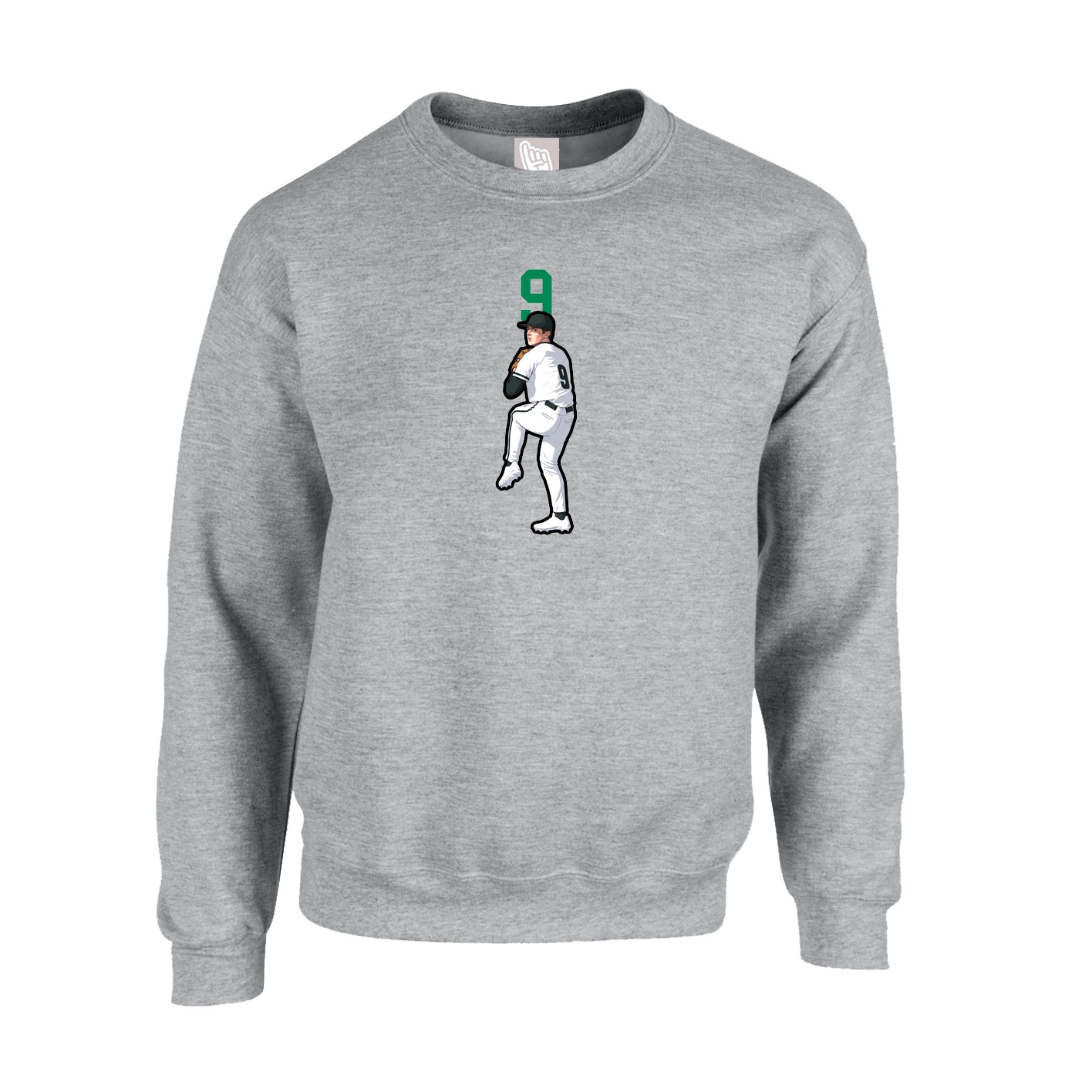 Fleece Crew — Number Top in Grey