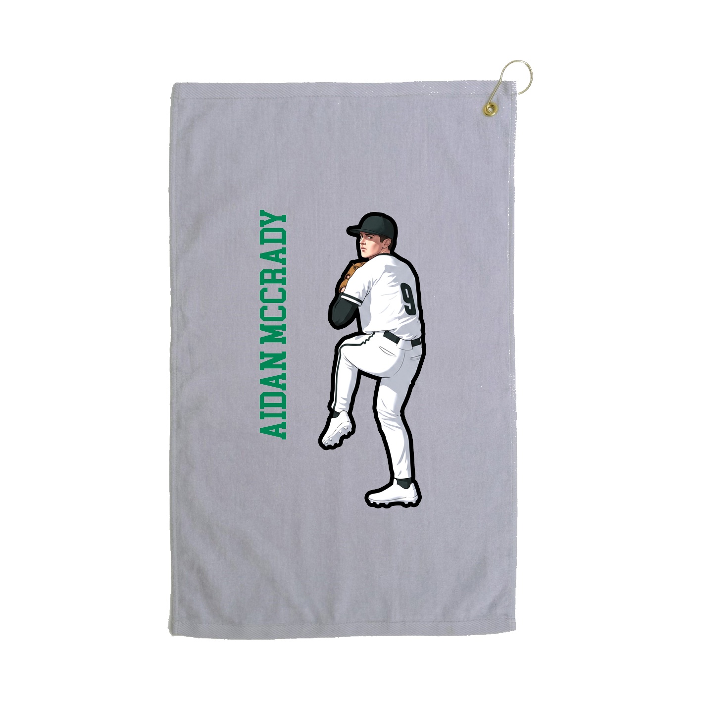 Golf Towel — Name Vertical in Grey