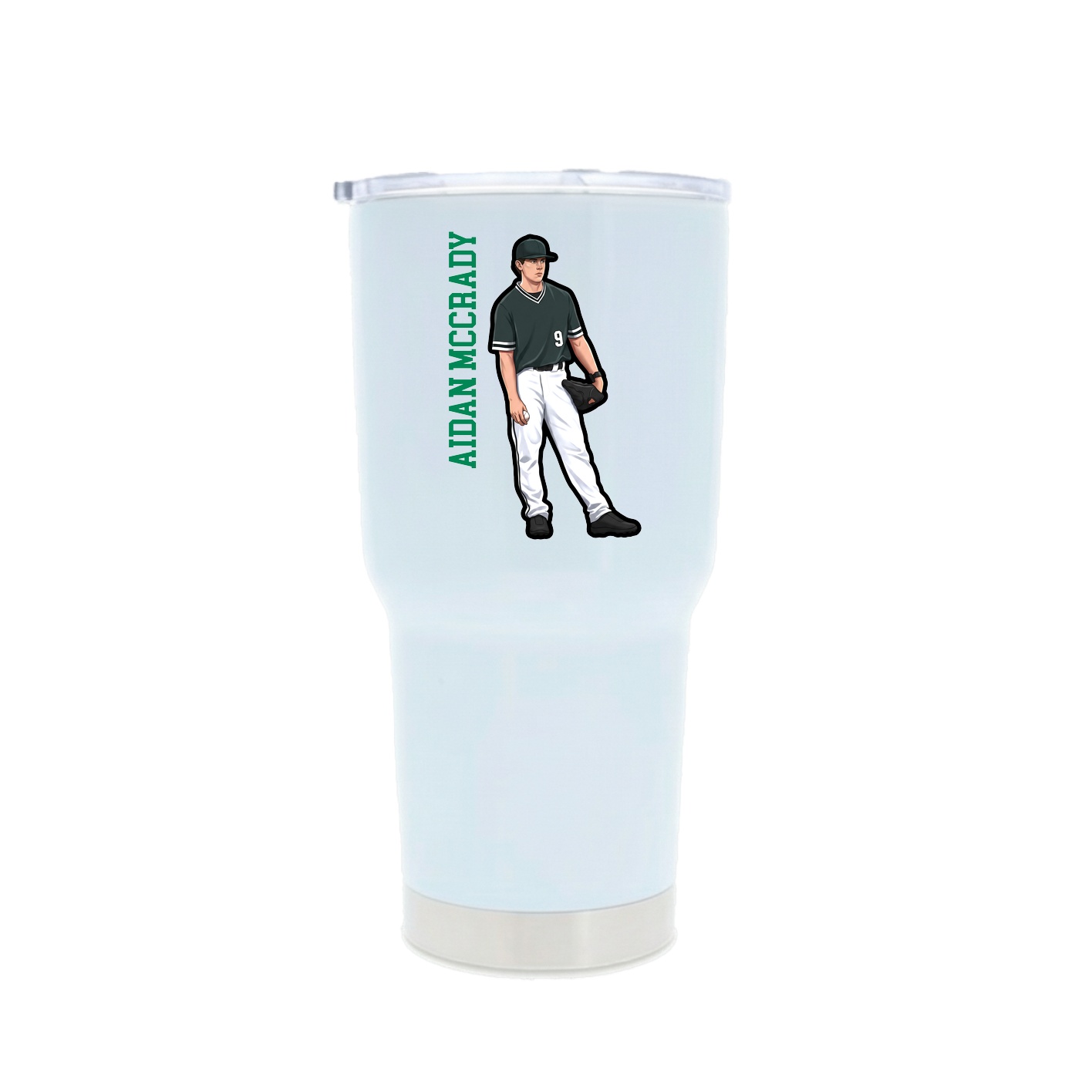 30oz Stainless Steel Tumbler — Name Vertical in White