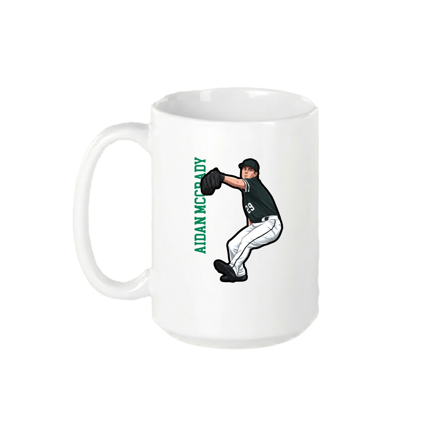15oz Coffee Mug — Name Vertical in White