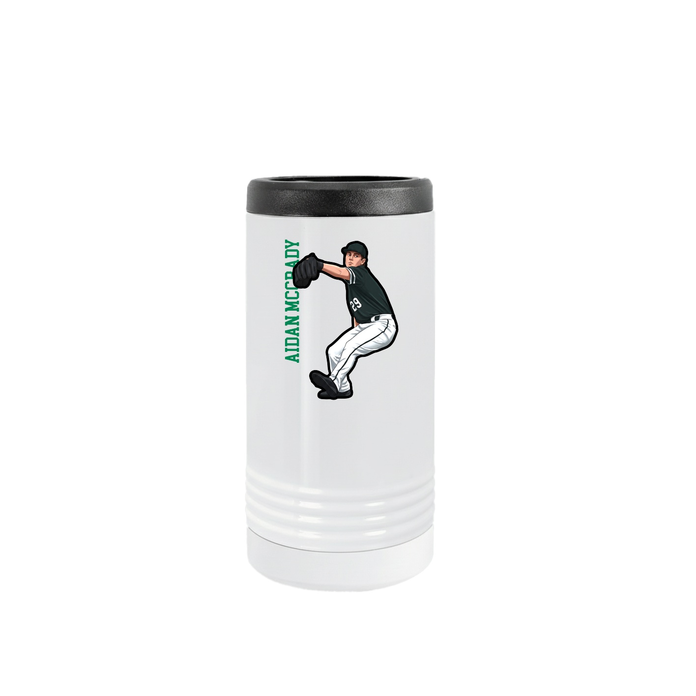 Slim Beverage Holder — Name Vertical in White