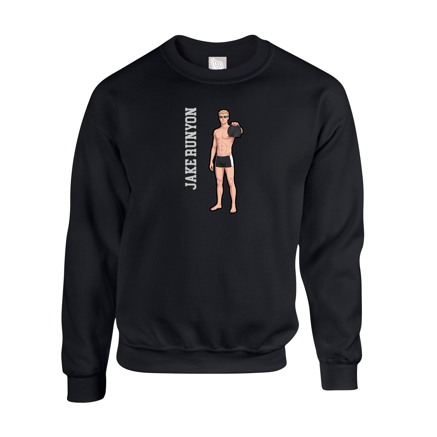 Fleece Crew — Name Vertical in Black