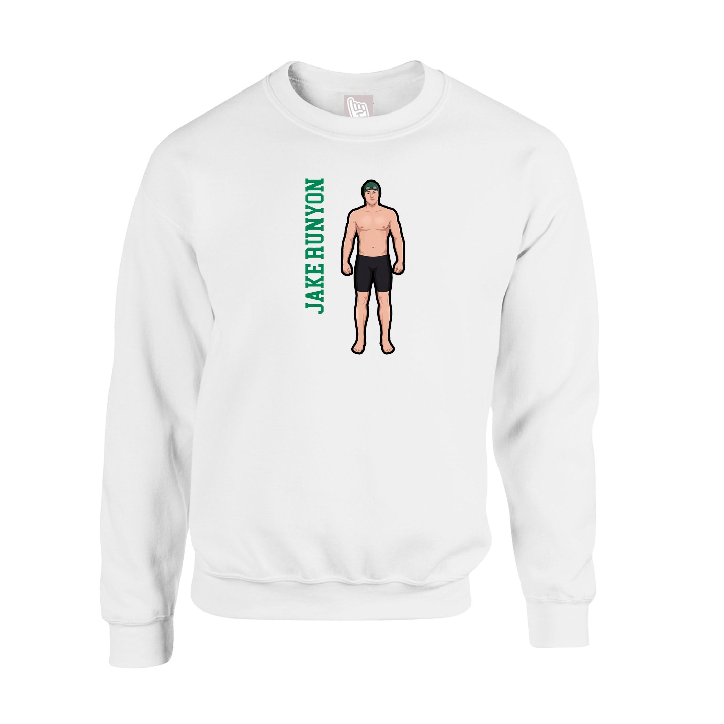 Fleece Crew — Name Vertical in White