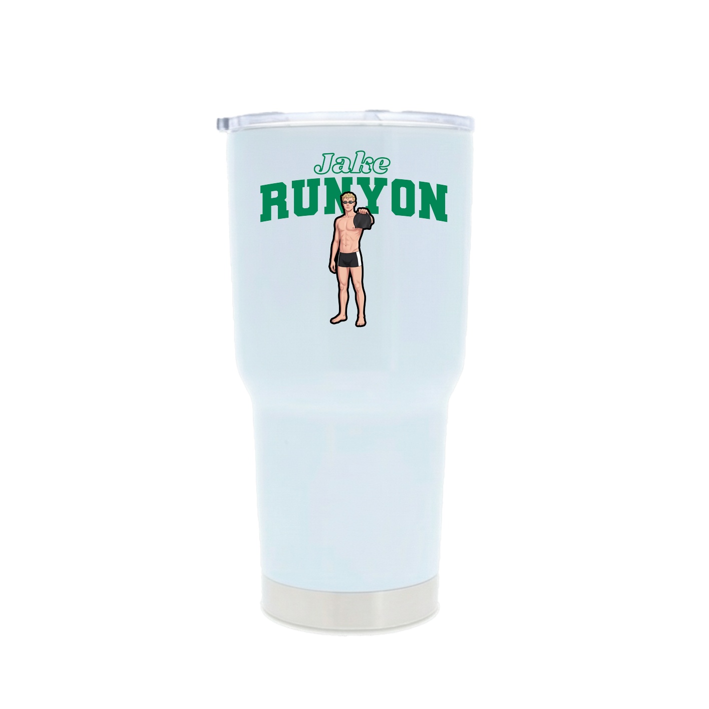 30oz Stainless Steel Tumbler — Name Arch in White