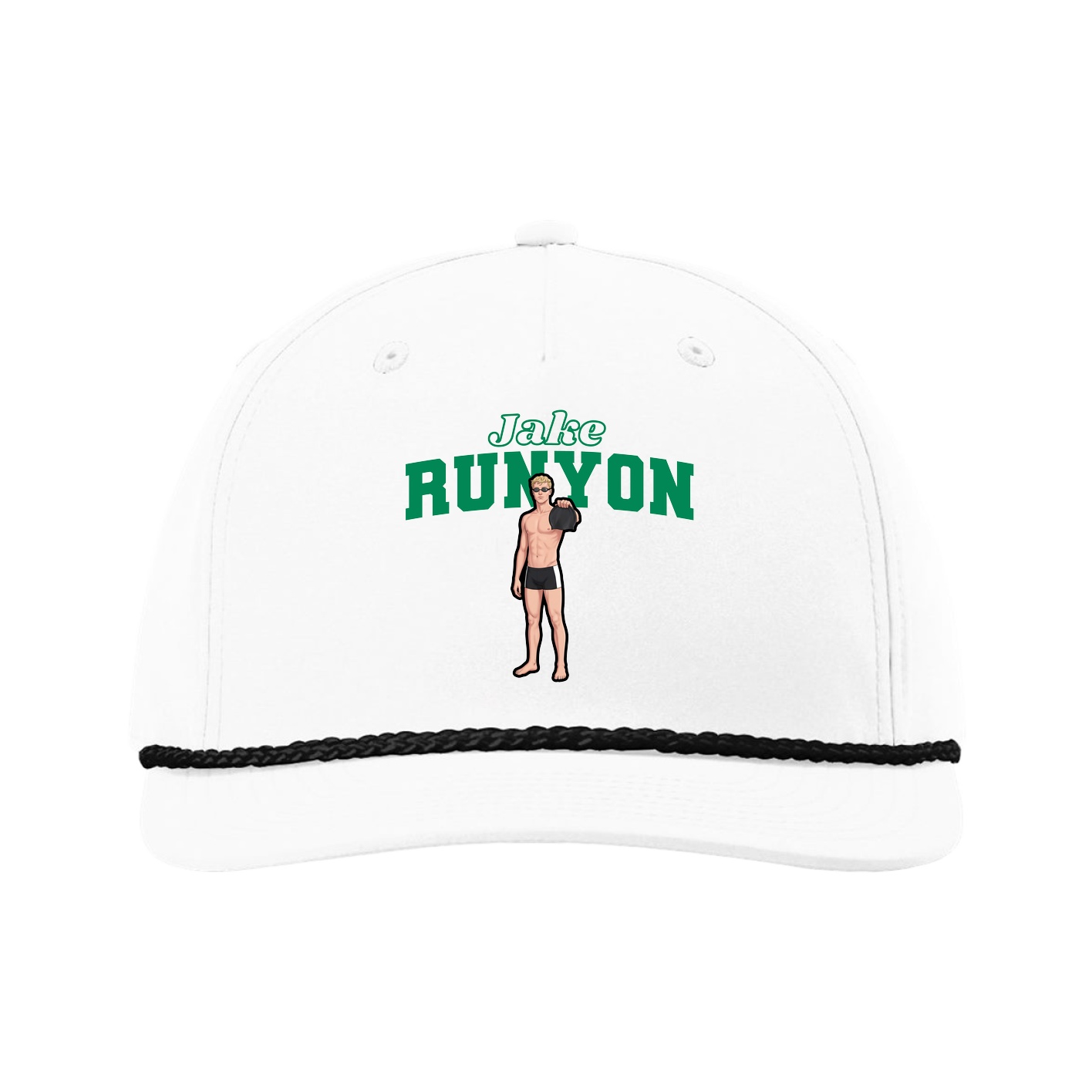 Five-Panel Classic Rope Cap — Name Arch in White