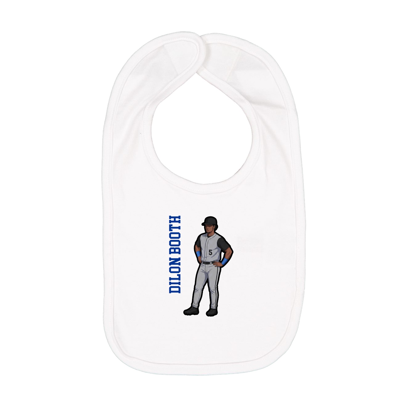 Infant Bib — Name Vertical in White