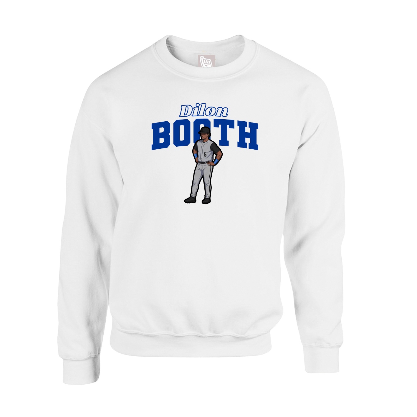 Fleece Crew — Name Arch in White