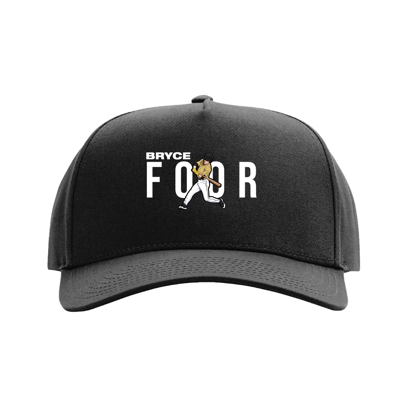 Full Fabric Five-Panel Champ Cap — Player Name in Black