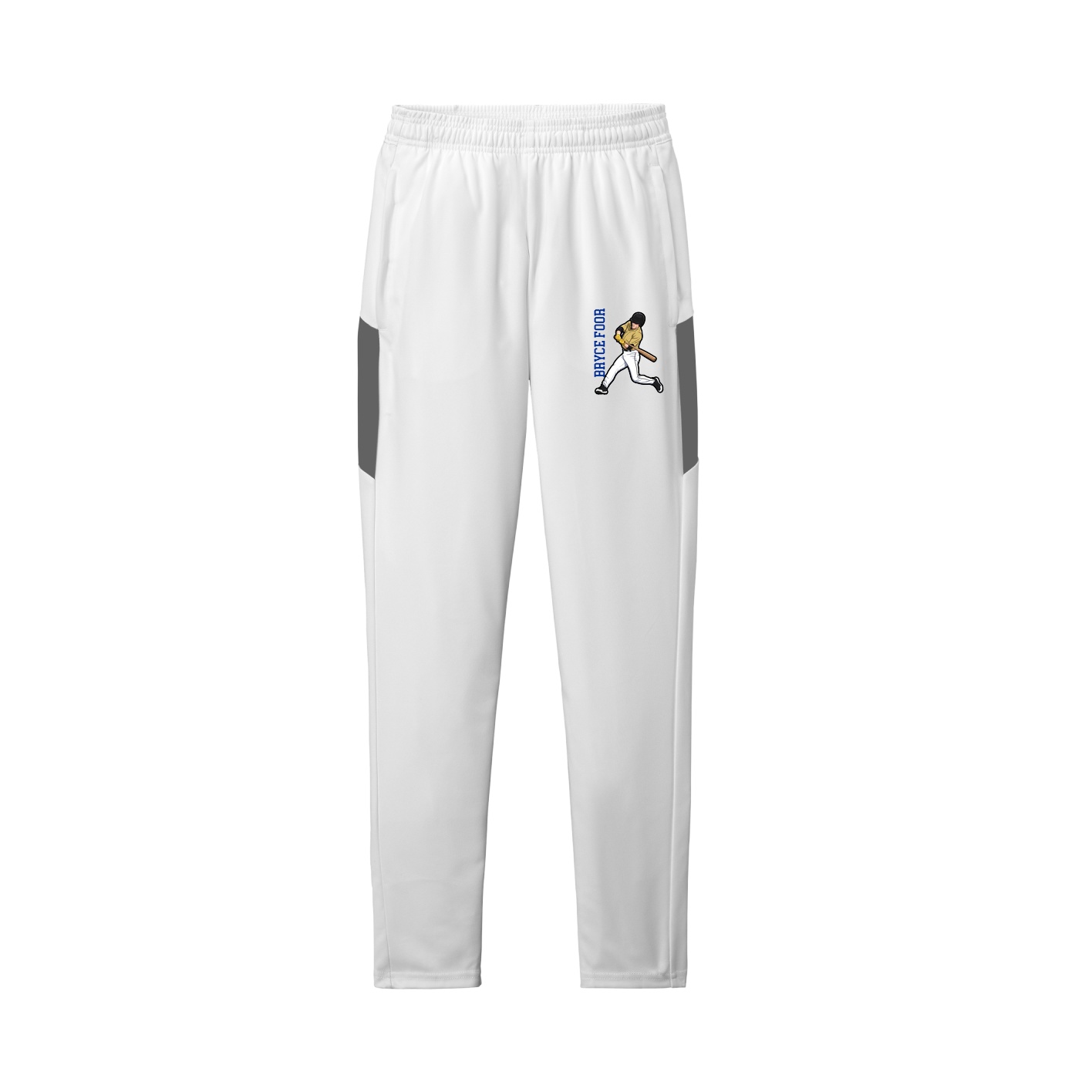 Team Travel Pant — Name Vertical in White/Grey