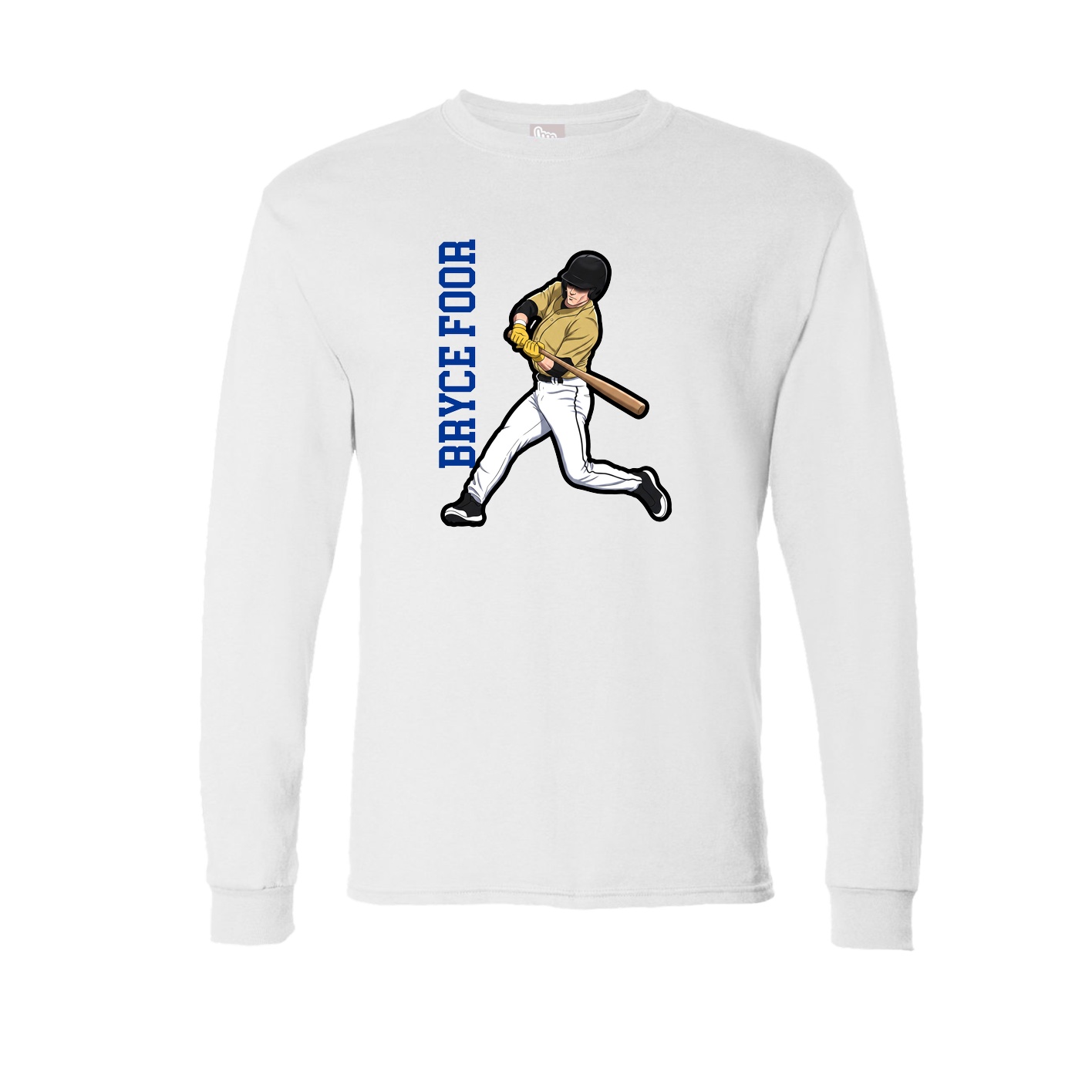 Long Sleeve Tee — Name Vertical in White