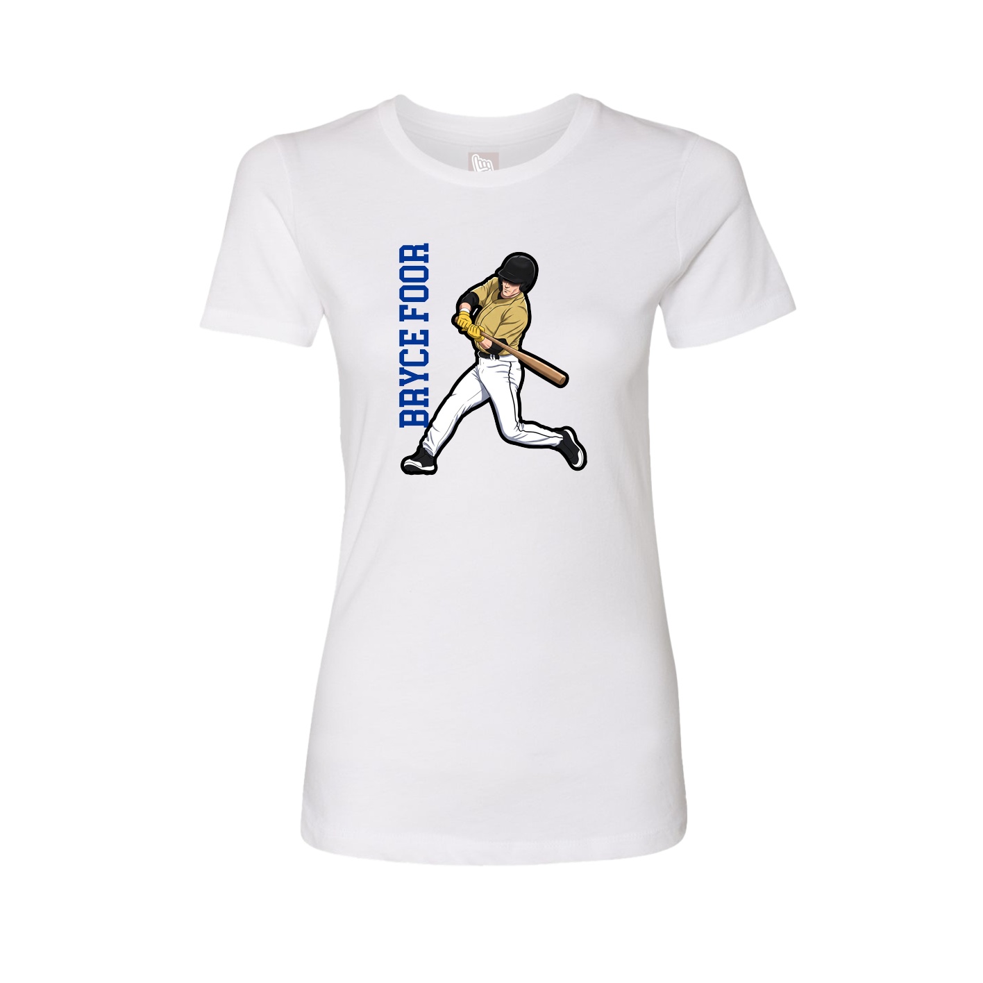 Womens Tee — Name Vertical in White