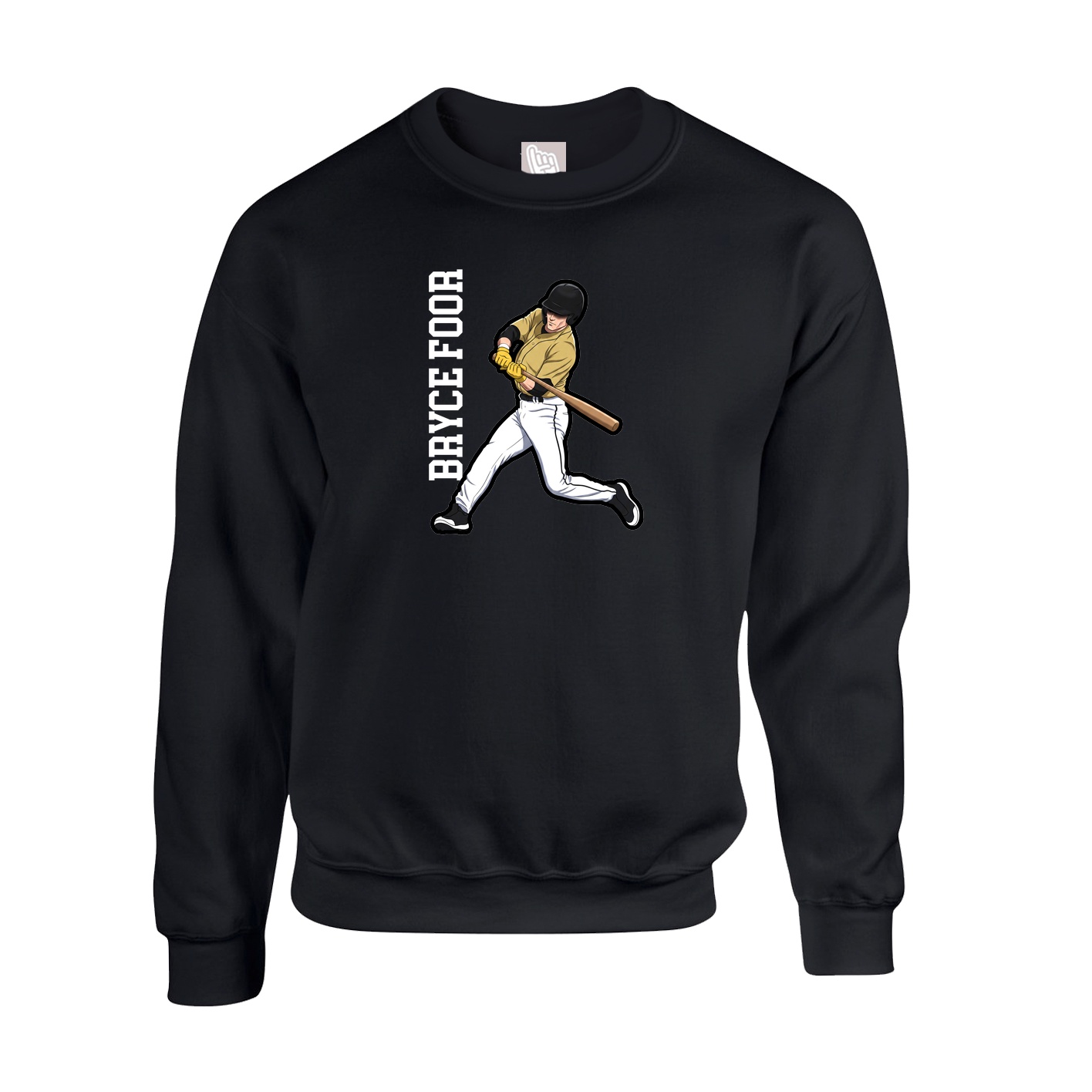Fleece Crew — Name Vertical in Black