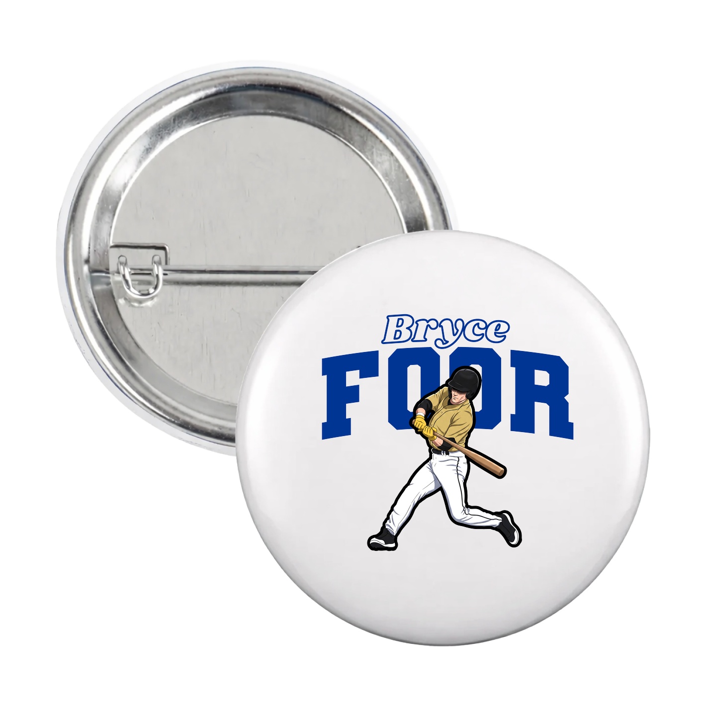 Game Day Button — Name Arch in White