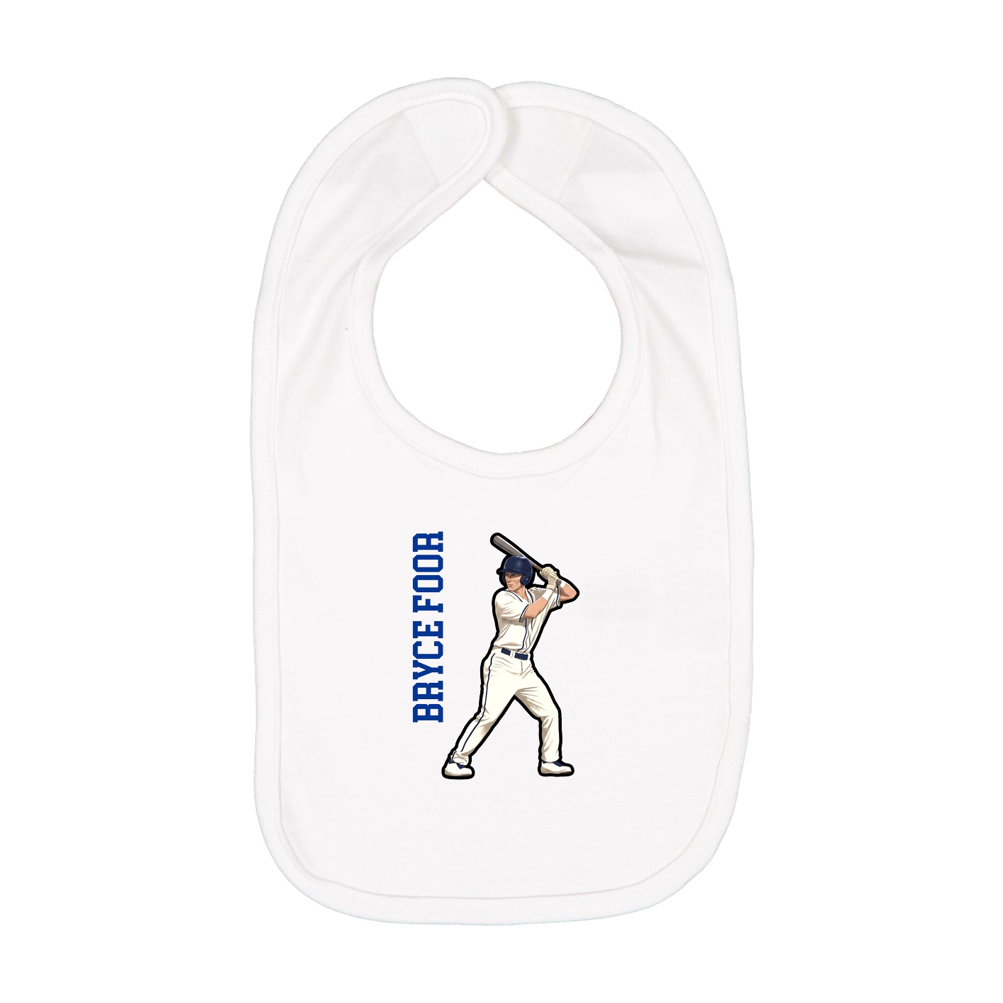 Infant Bib — Name Vertical in White