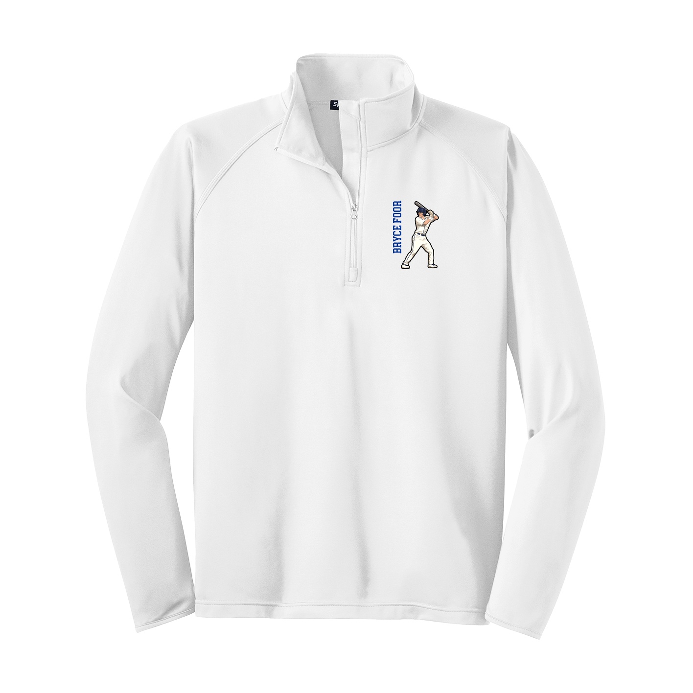 Q-Zip Pullover — Name Vertical in White