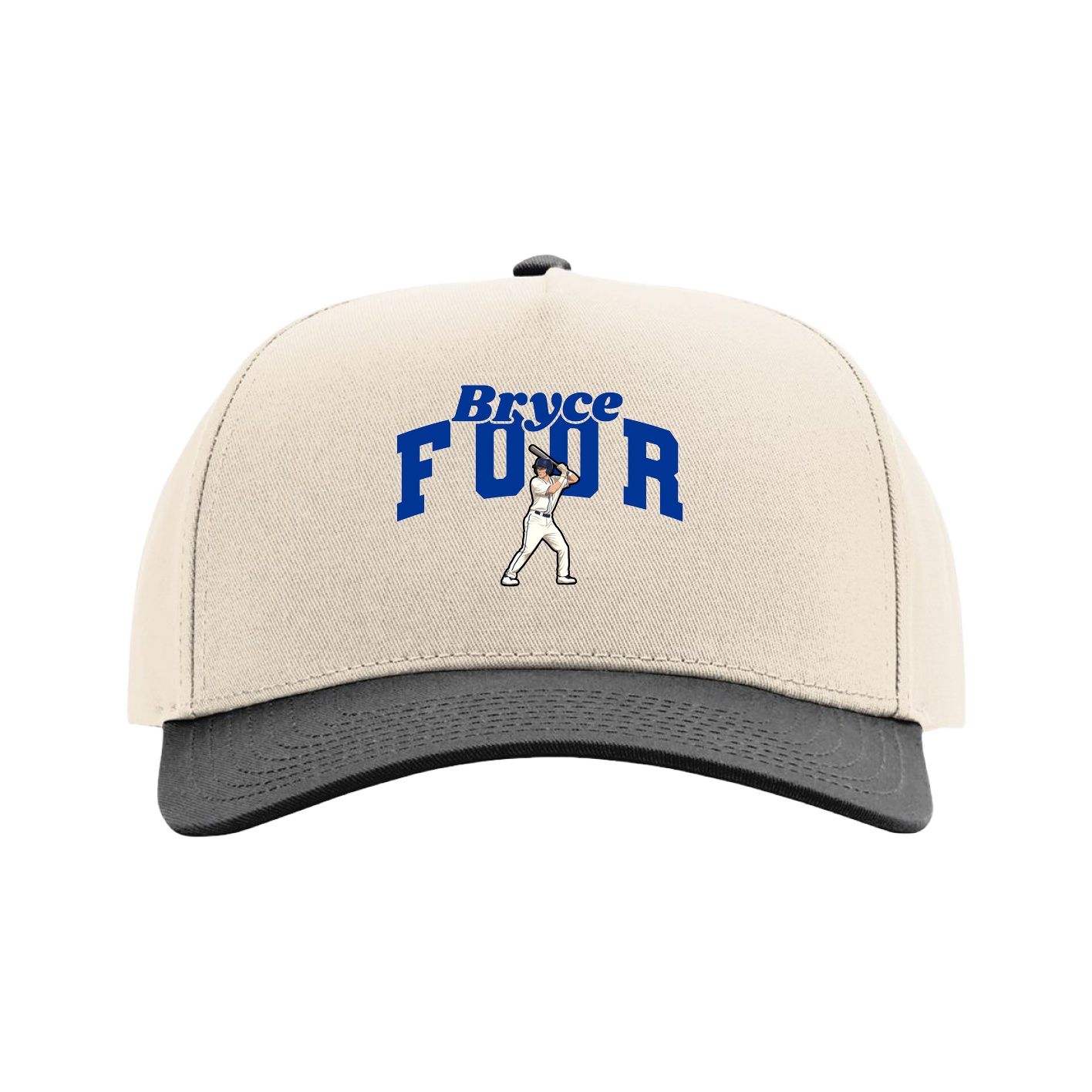 Full Fabric Five-Panel Champ Cap — Signature Arch in Cream/Black
