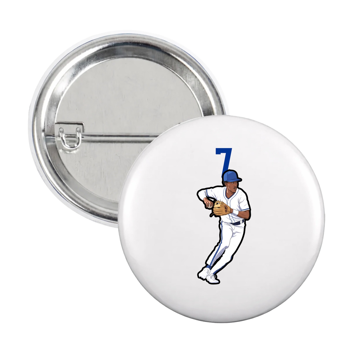 Game Day Button — Number Top in White