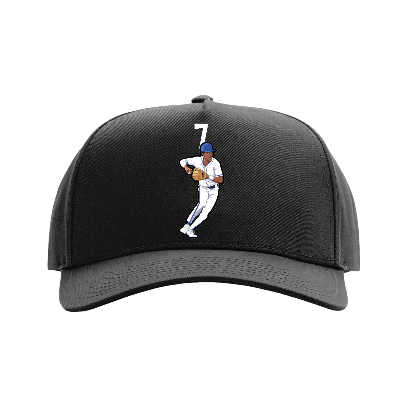 Full Fabric Five-Panel Champ Cap — Number Top in Black