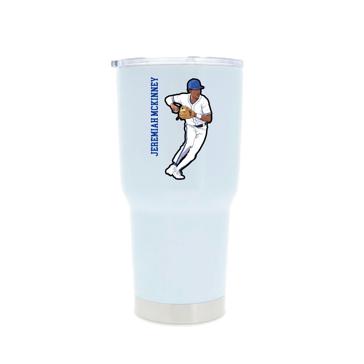 30oz Stainless Steel Tumbler — Name Vertical in White