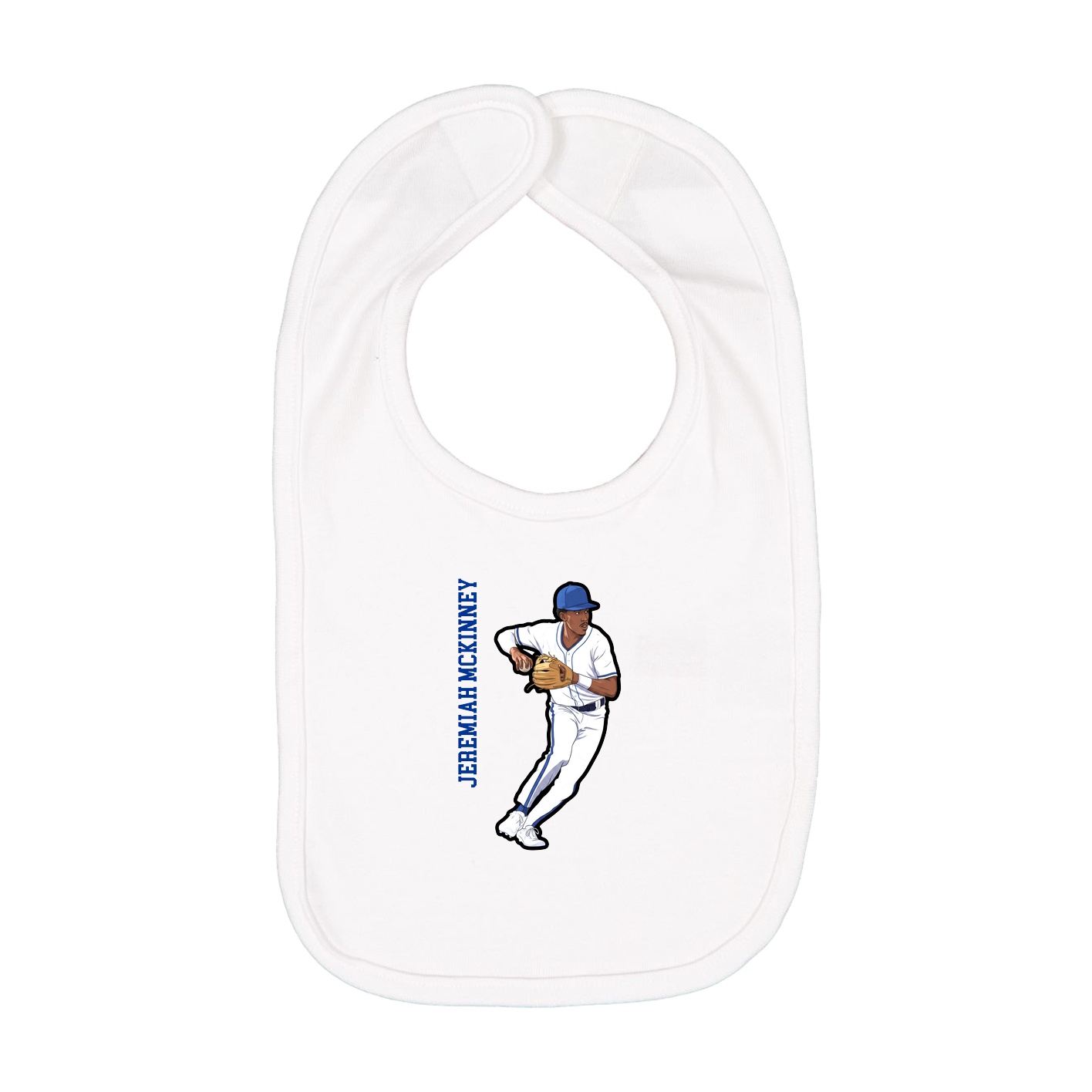 Infant Bib — Name Vertical in White