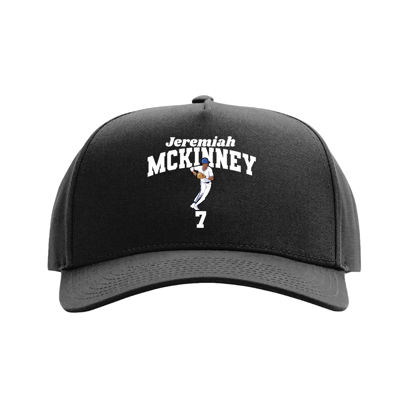 Full Fabric Five-Panel Champ Cap — Signature Arch in Black