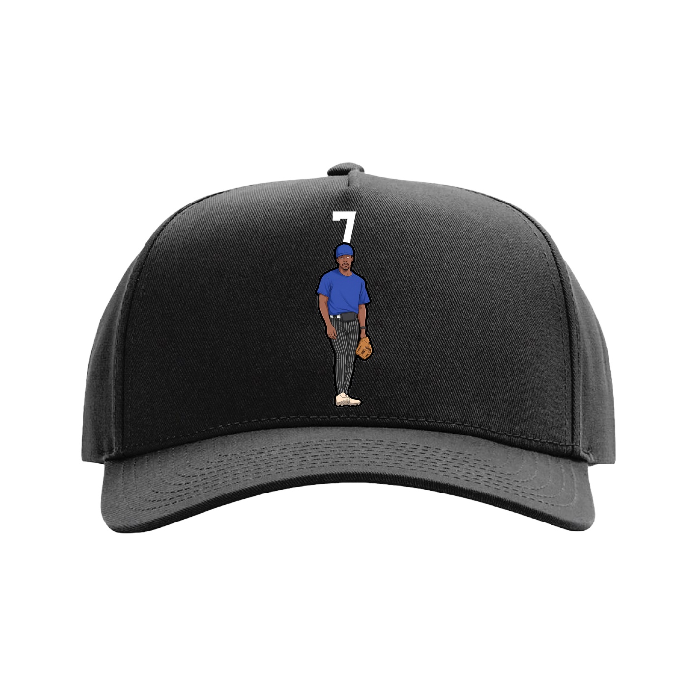 Full Fabric Five-Panel Champ Cap — Number Top in Black