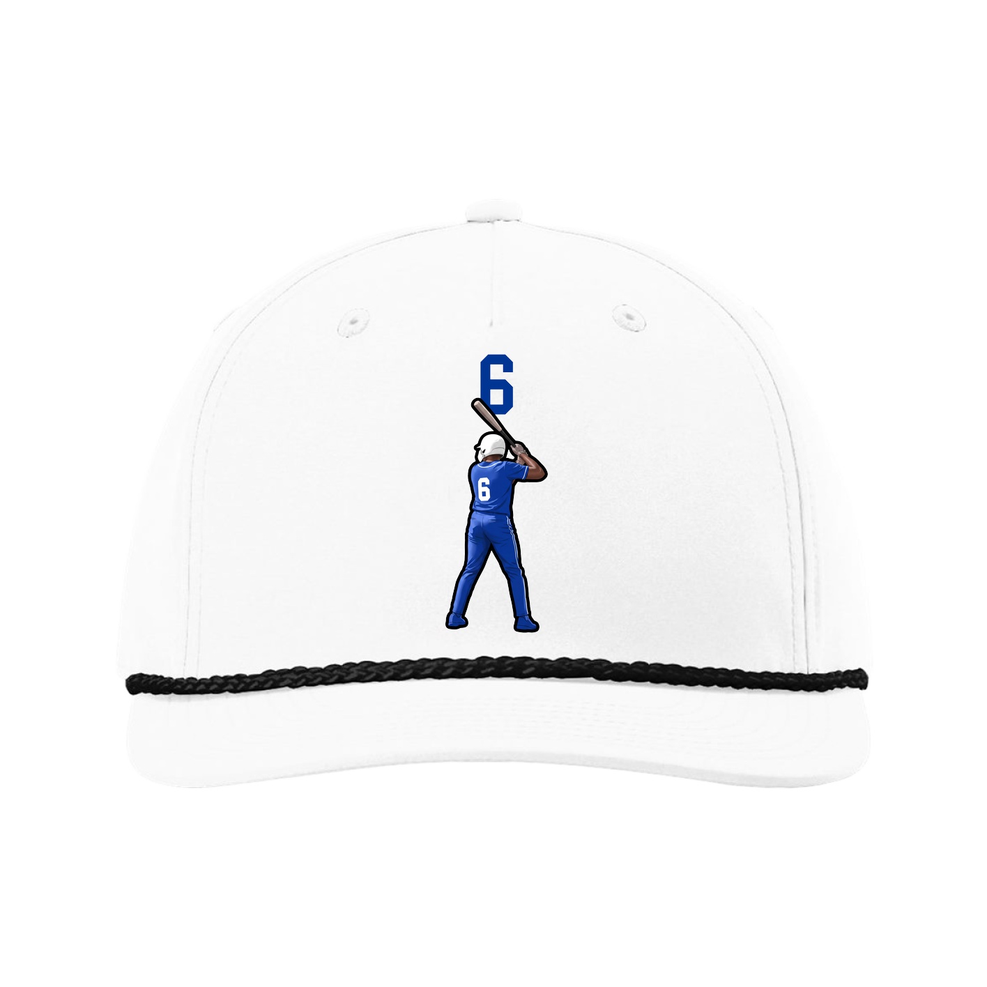 Five-Panel Classic Rope Cap — Number Top in White