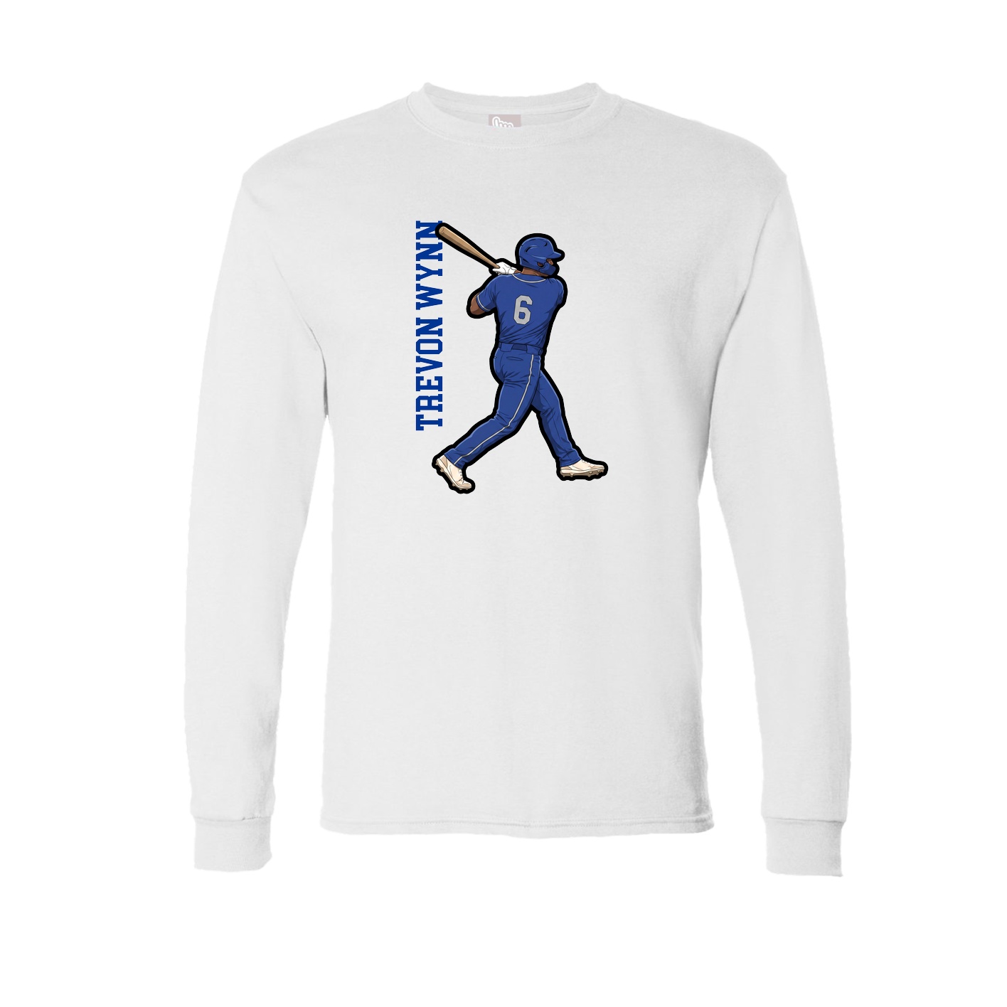 Long Sleeve Tee — Name Vertical in White