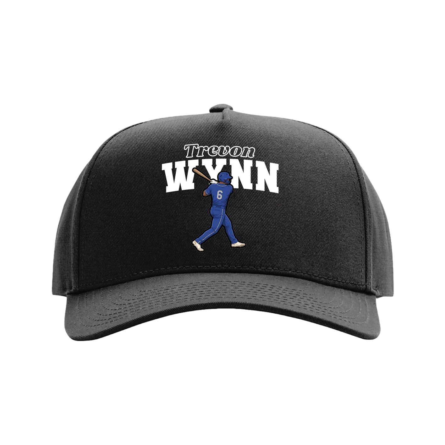 Full Fabric Five-Panel Champ Cap — Name Arch in Black