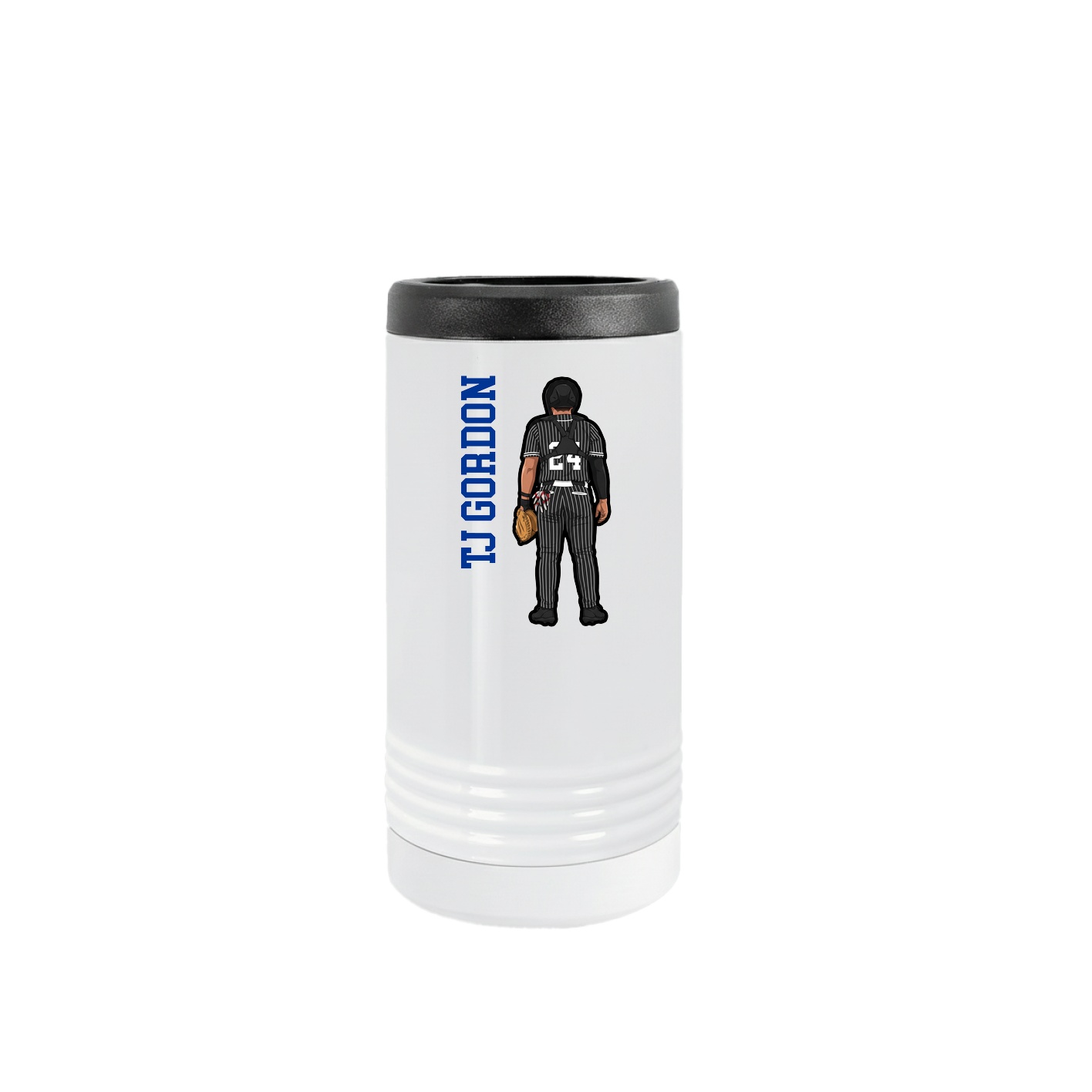 Slim Beverage Holder — Name Vertical in White