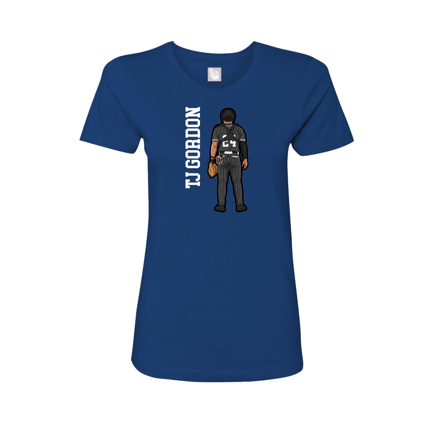Fitted Women's Tee — Name Vertical in Royal