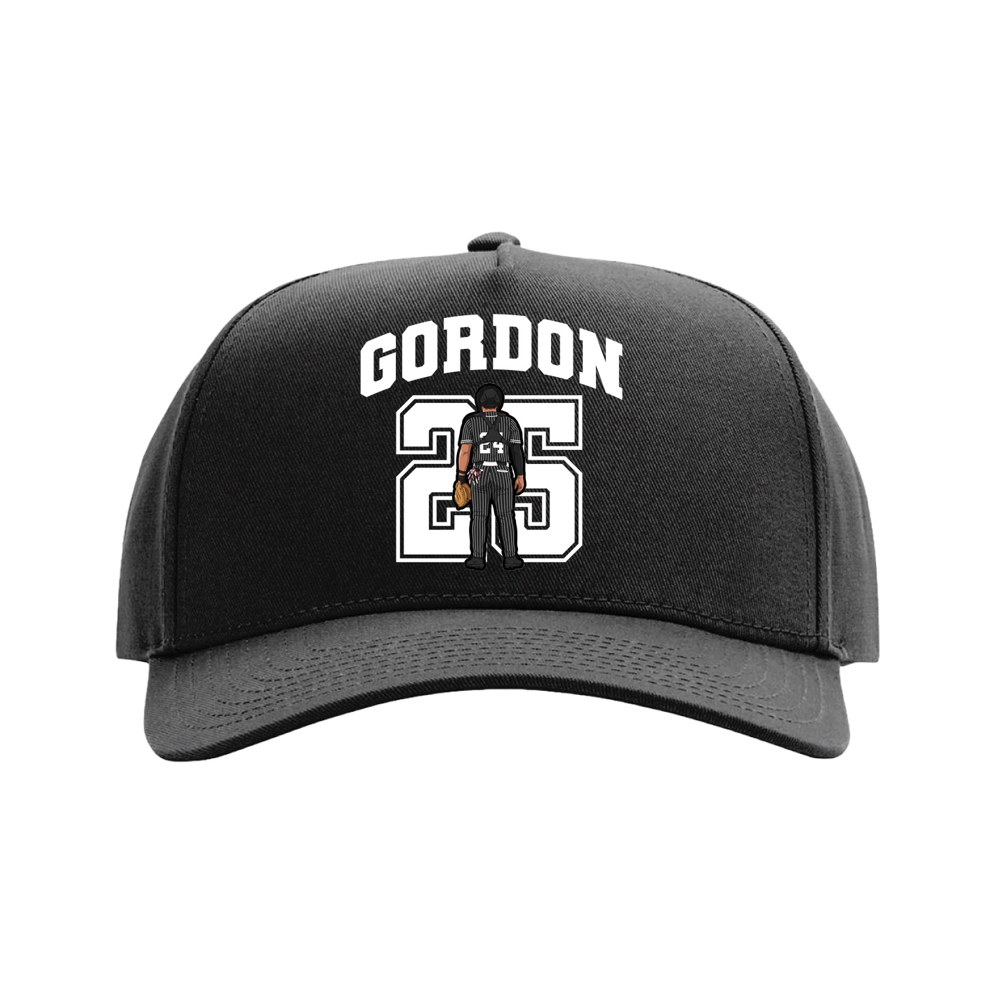 Full Fabric Five-Panel Champ Cap — Number in Black