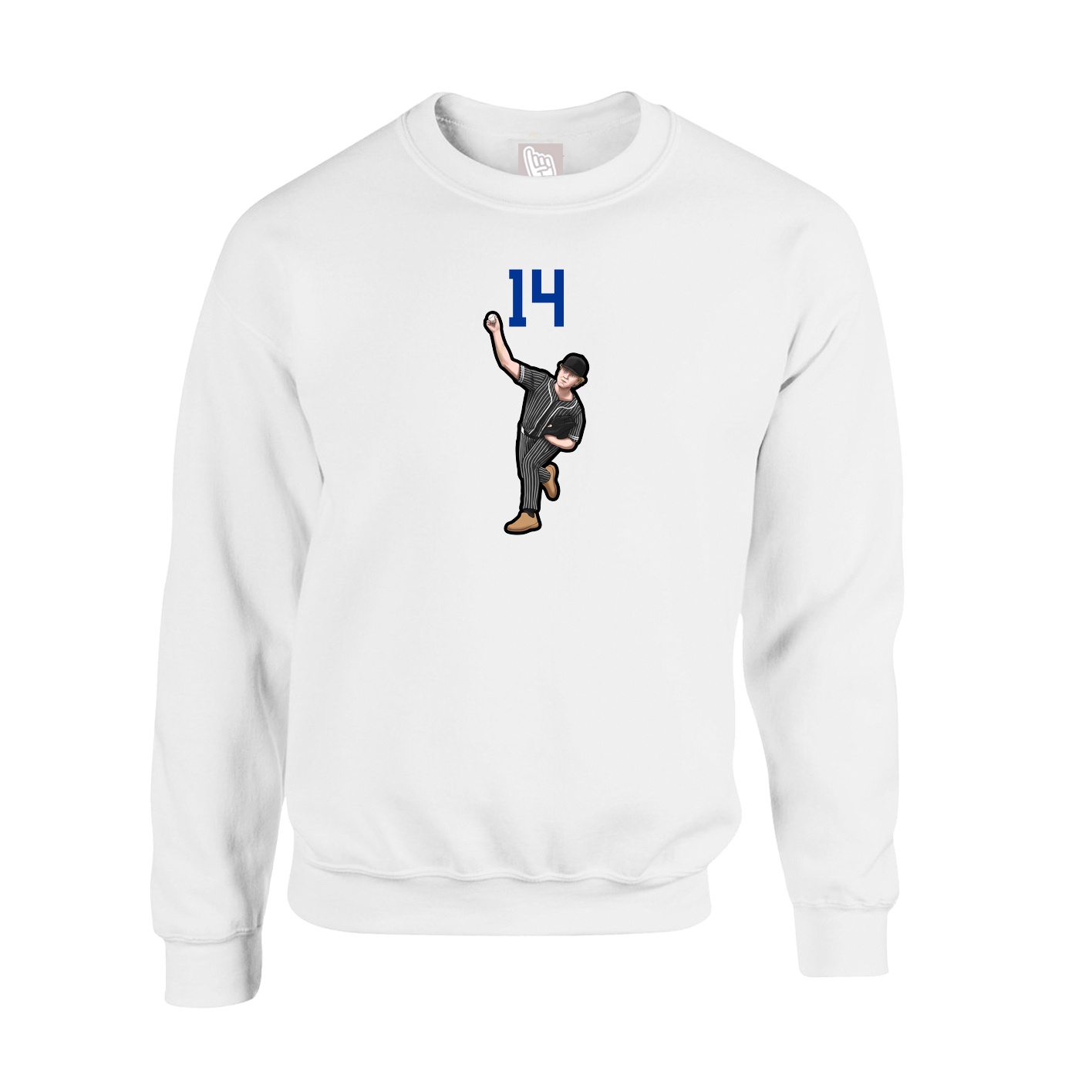 Fleece Crew — Number Top in White
