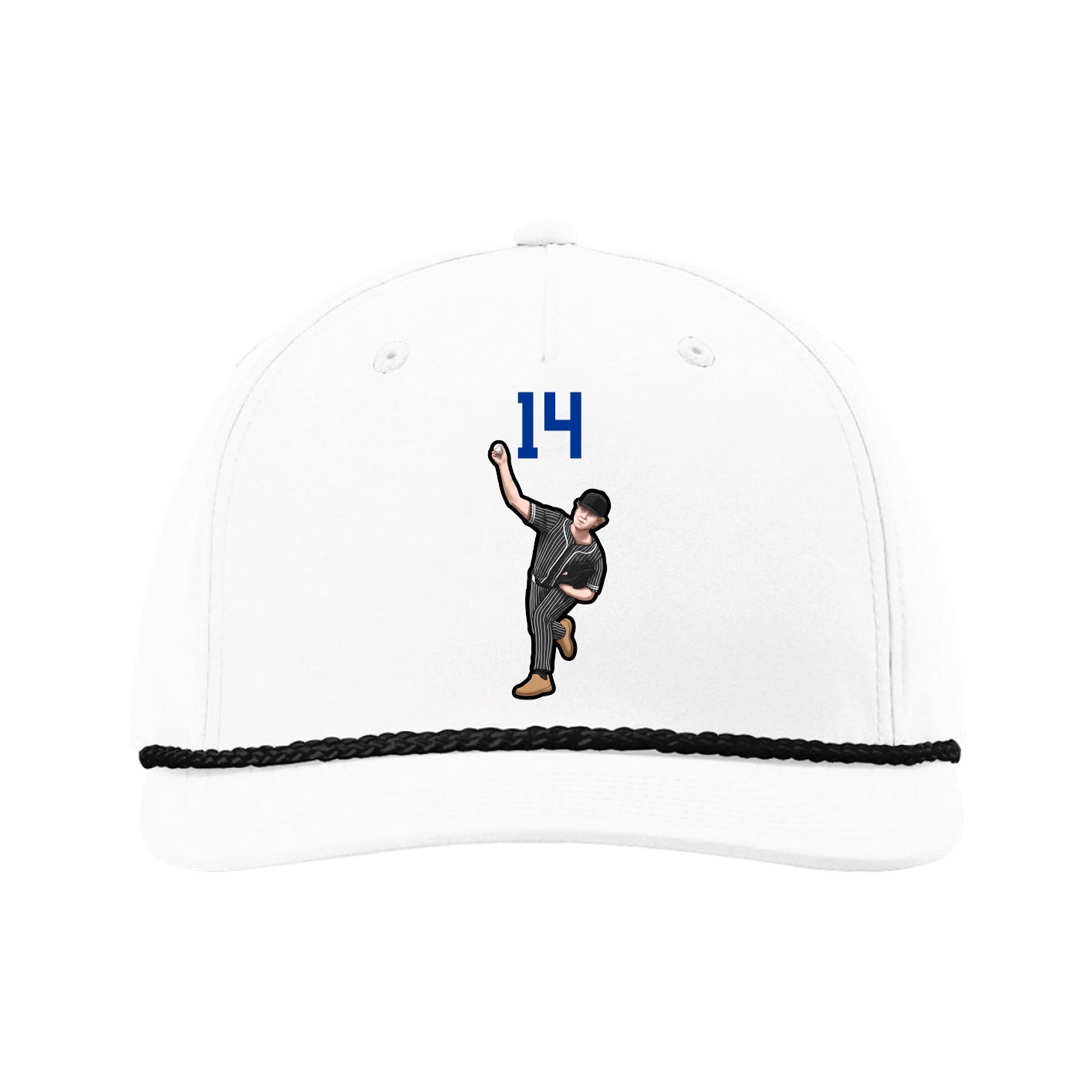 Five-Panel Classic Rope Cap — Number Top in White