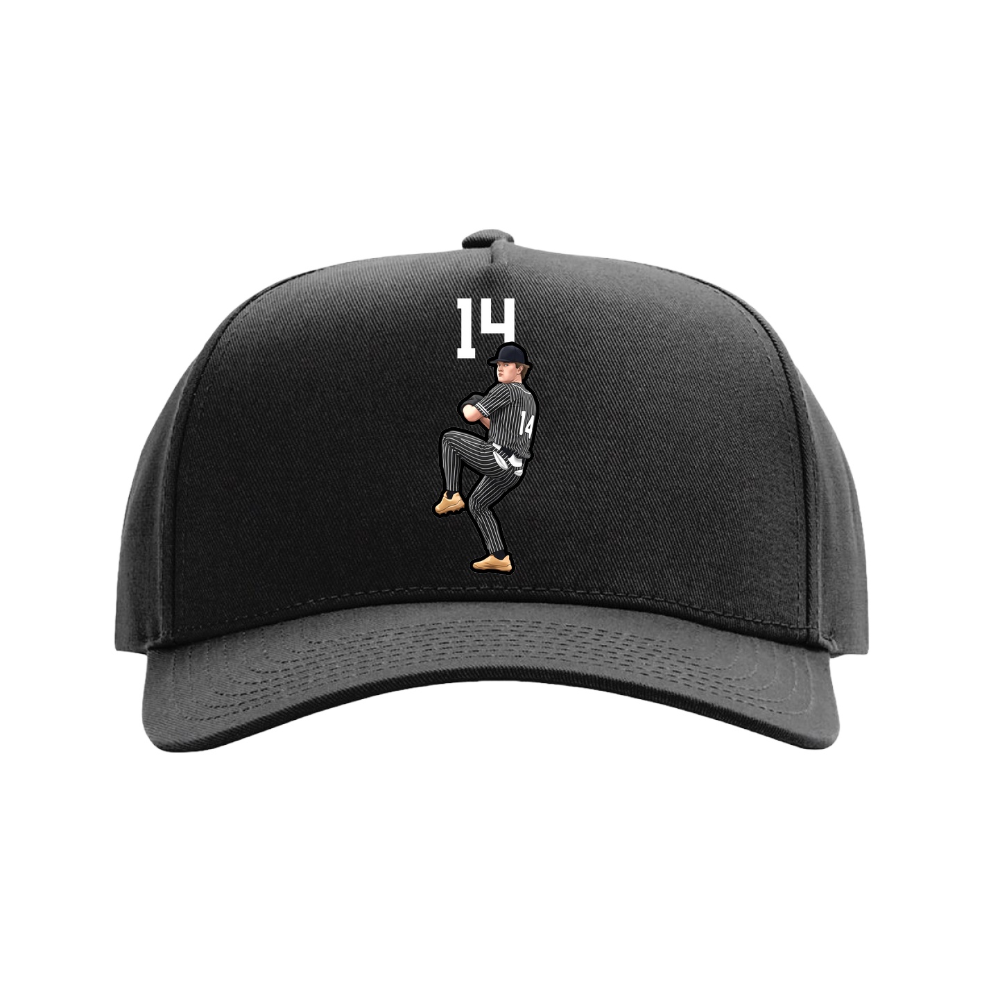 Full Fabric Five-Panel Champ Cap — Number Top in Black