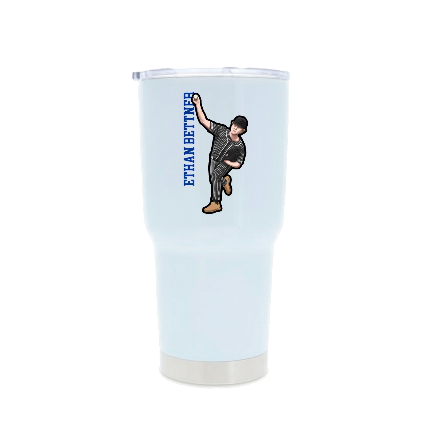 30oz Stainless Steel Tumbler — Name Vertical in White