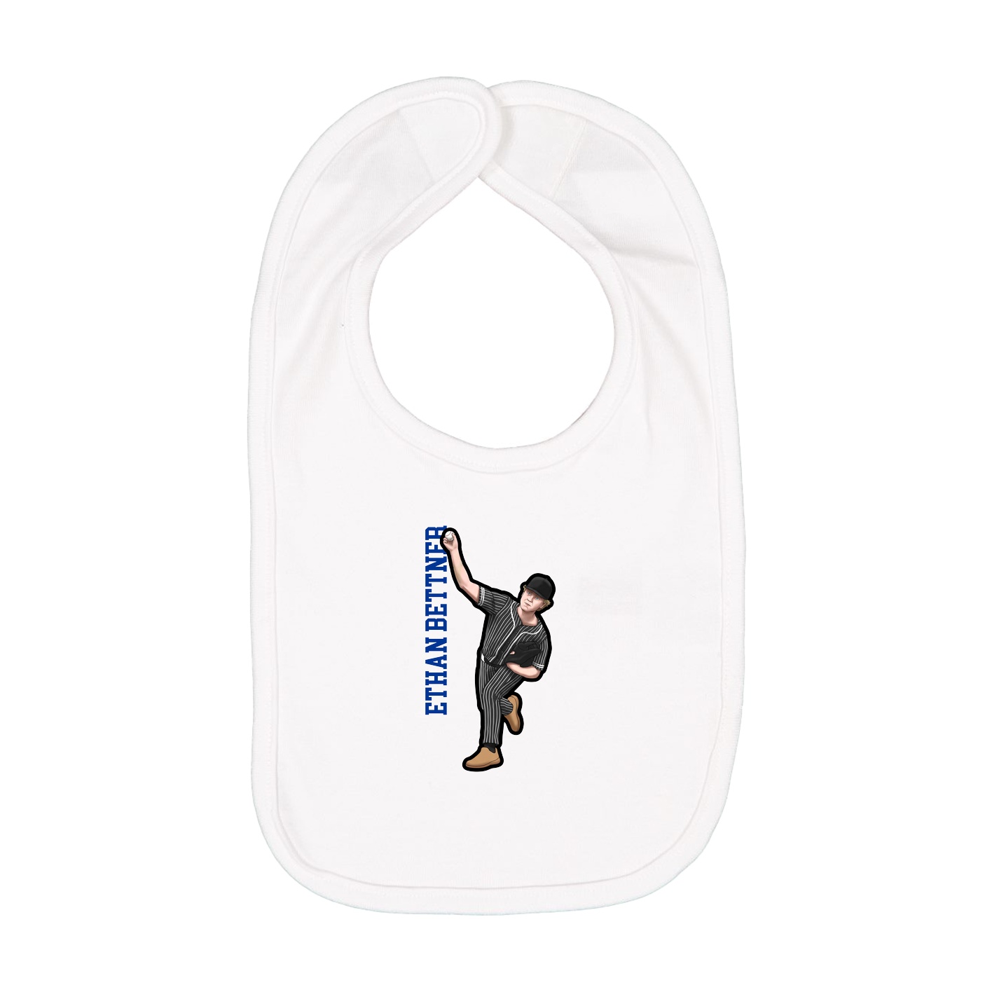 Infant Bib — Name Vertical in White