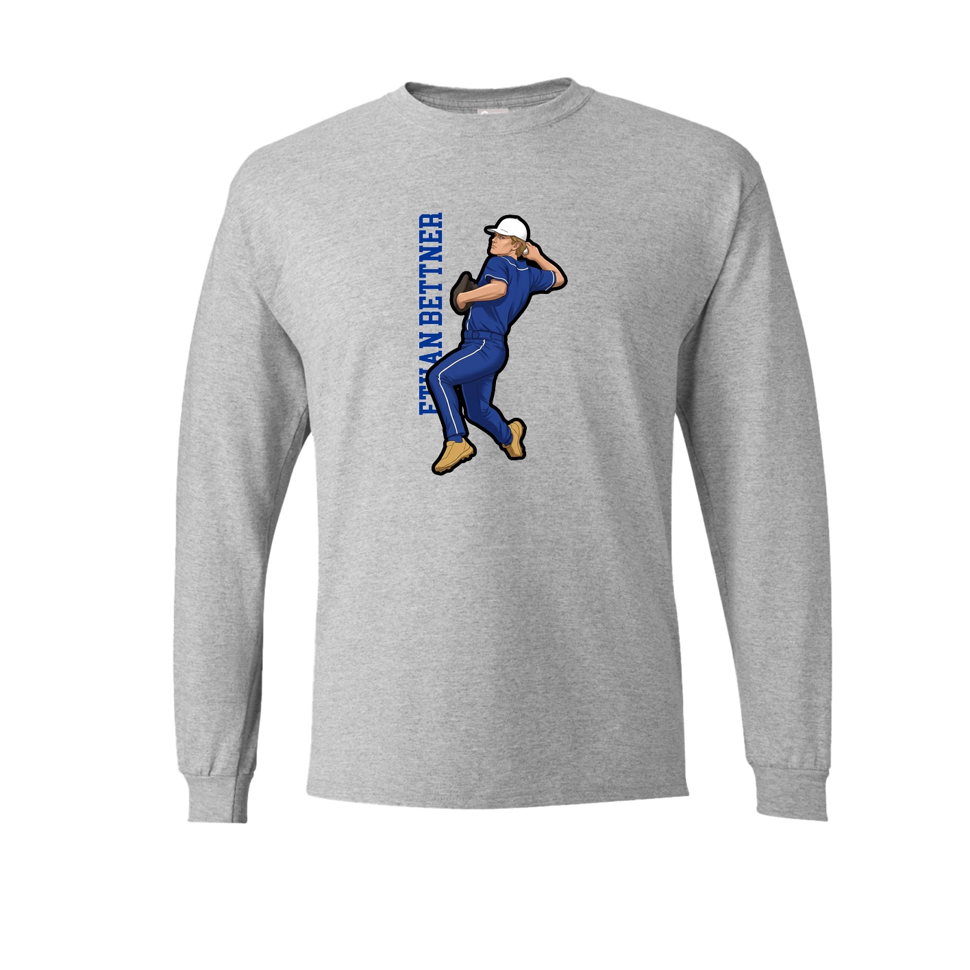Long Sleeve Tee — Name Vertical in Grey