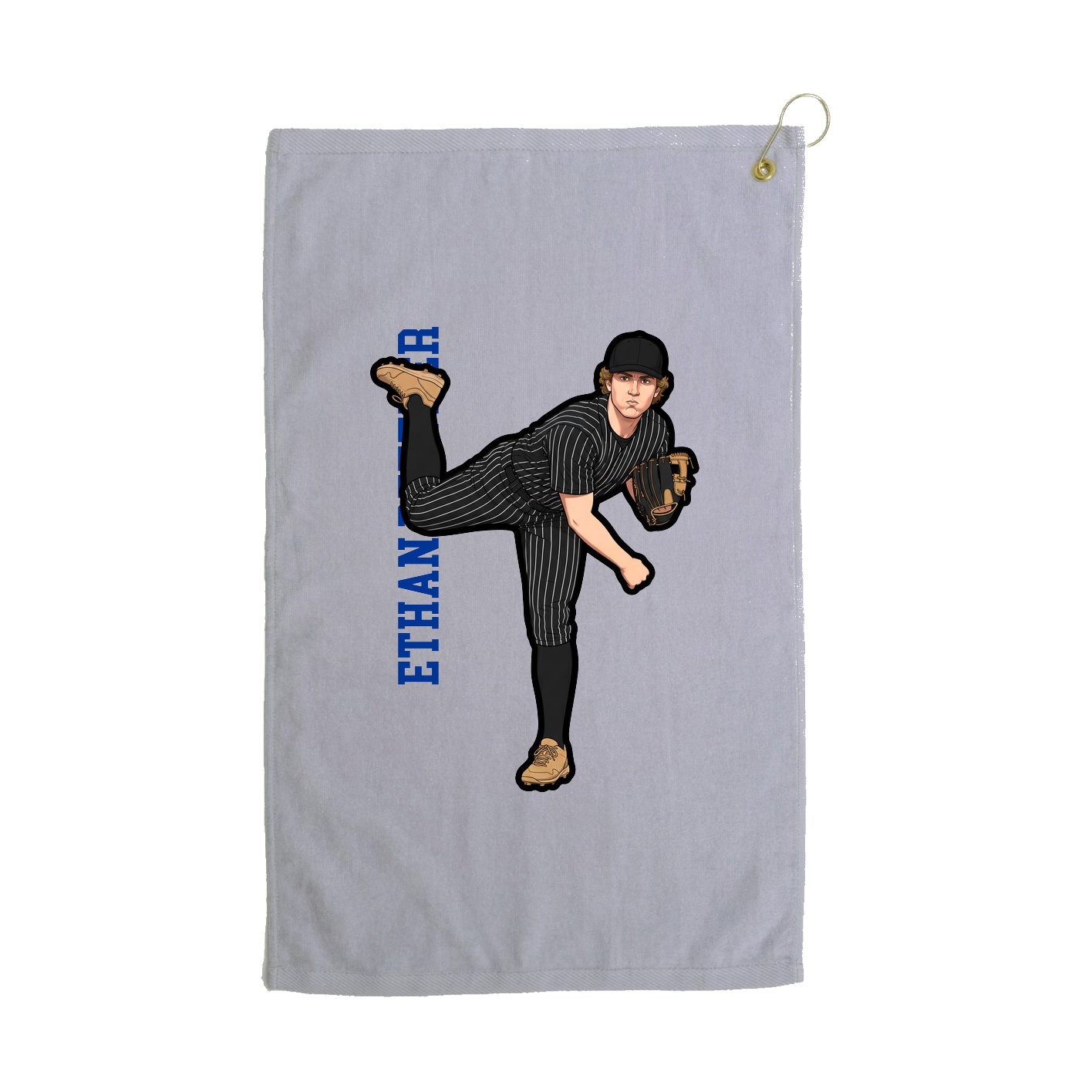 Golf Towel — Name Vertical in Grey