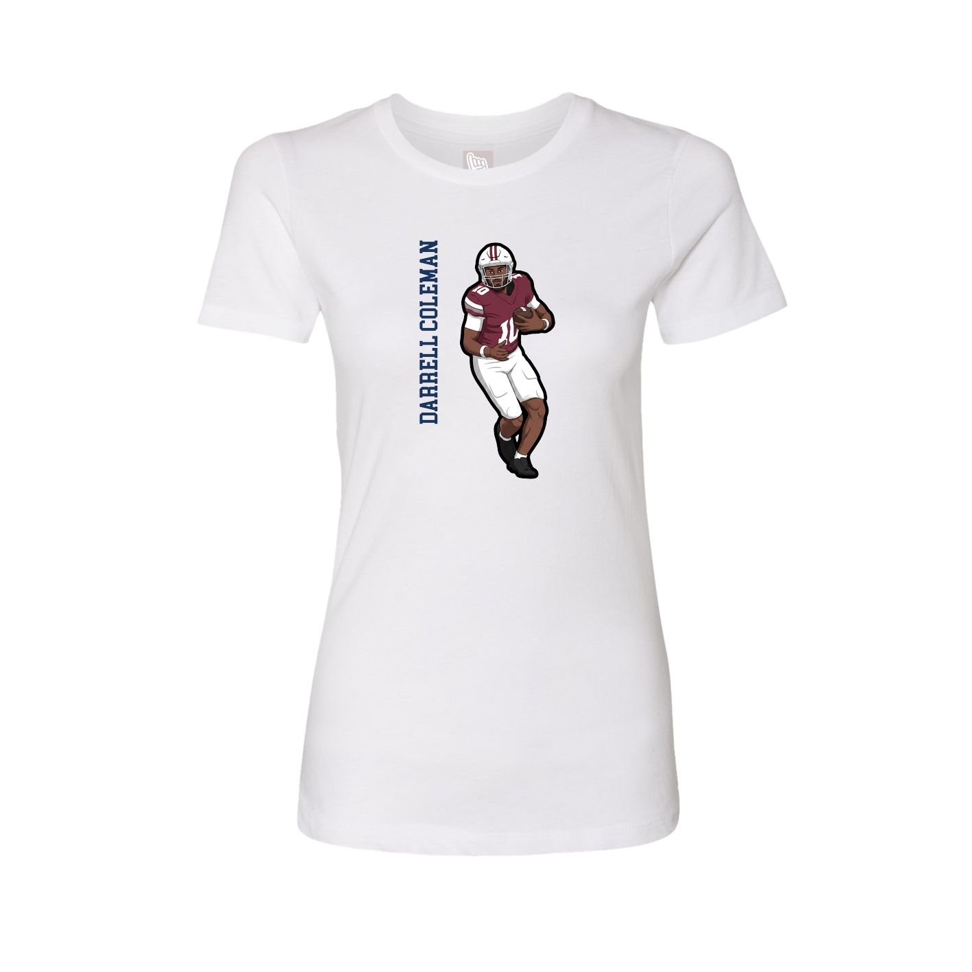 Fitted Women's Tee — Name Vertical in White