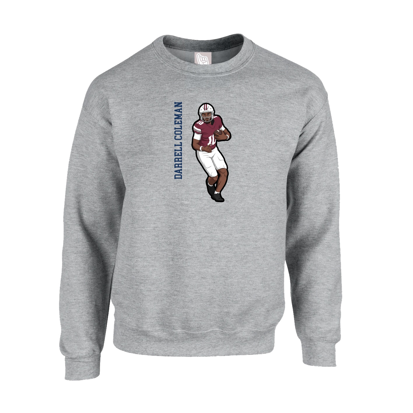 Fleece Crew — Name Vertical in Grey
