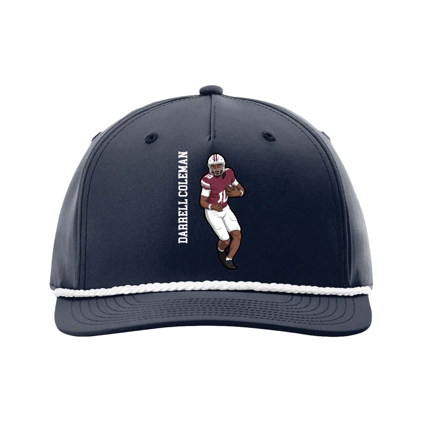Five-Panel Classic Rope Cap — Name Vertical in Navy