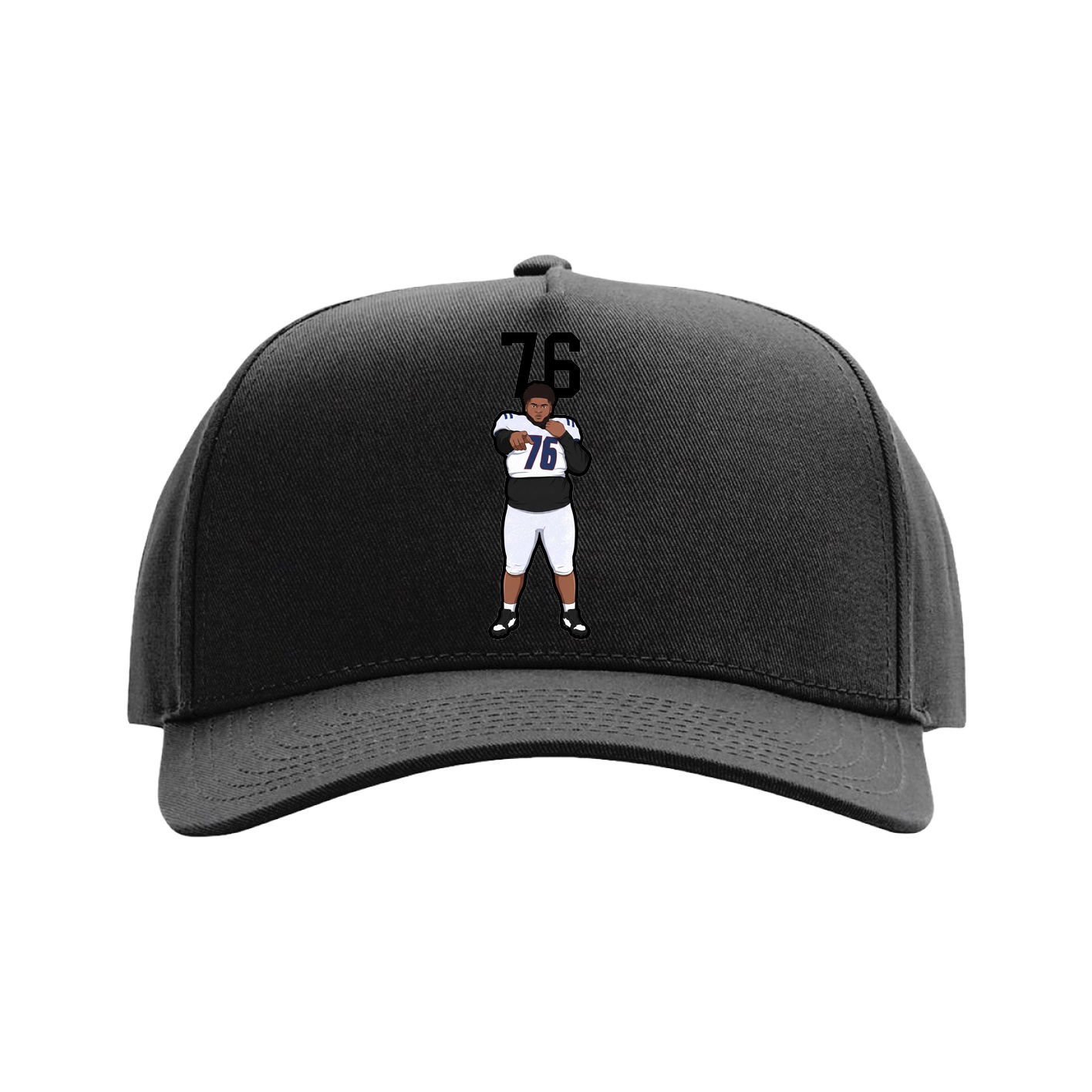 Full Fabric Five-Panel Champ Cap — Number Top in Black
