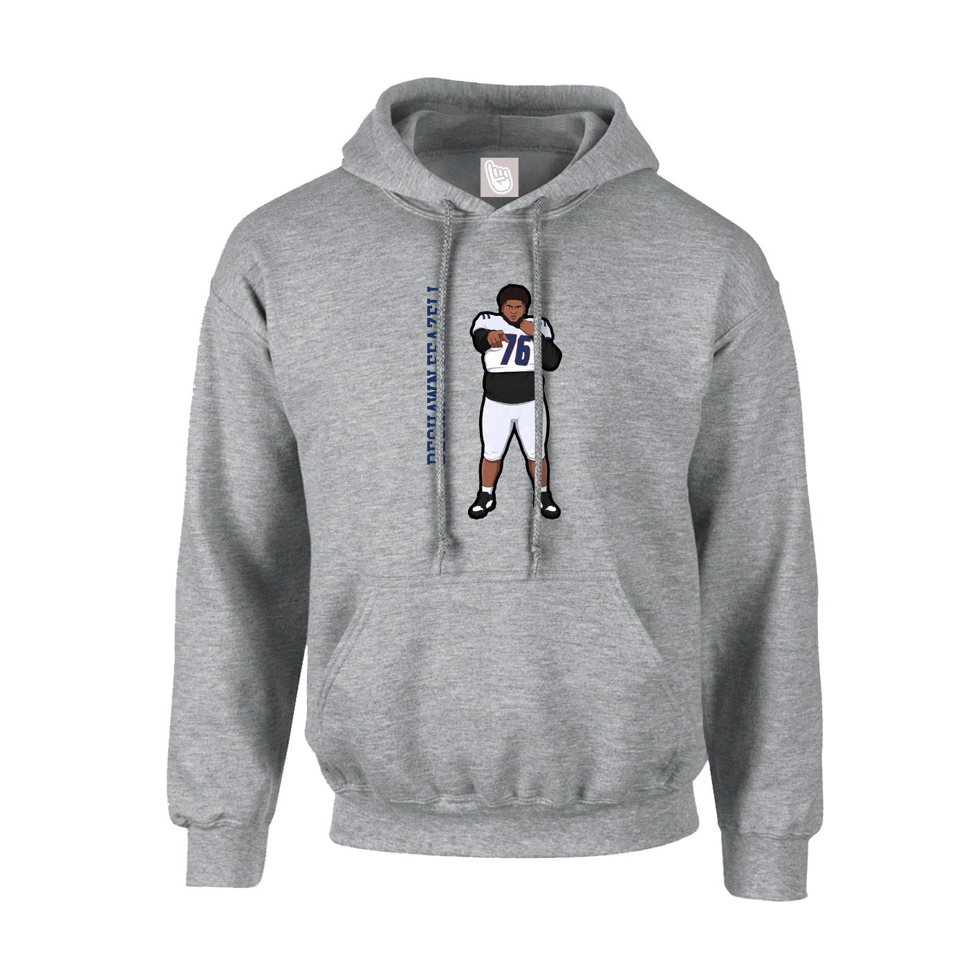 Hoodie — Name Vertical in Grey