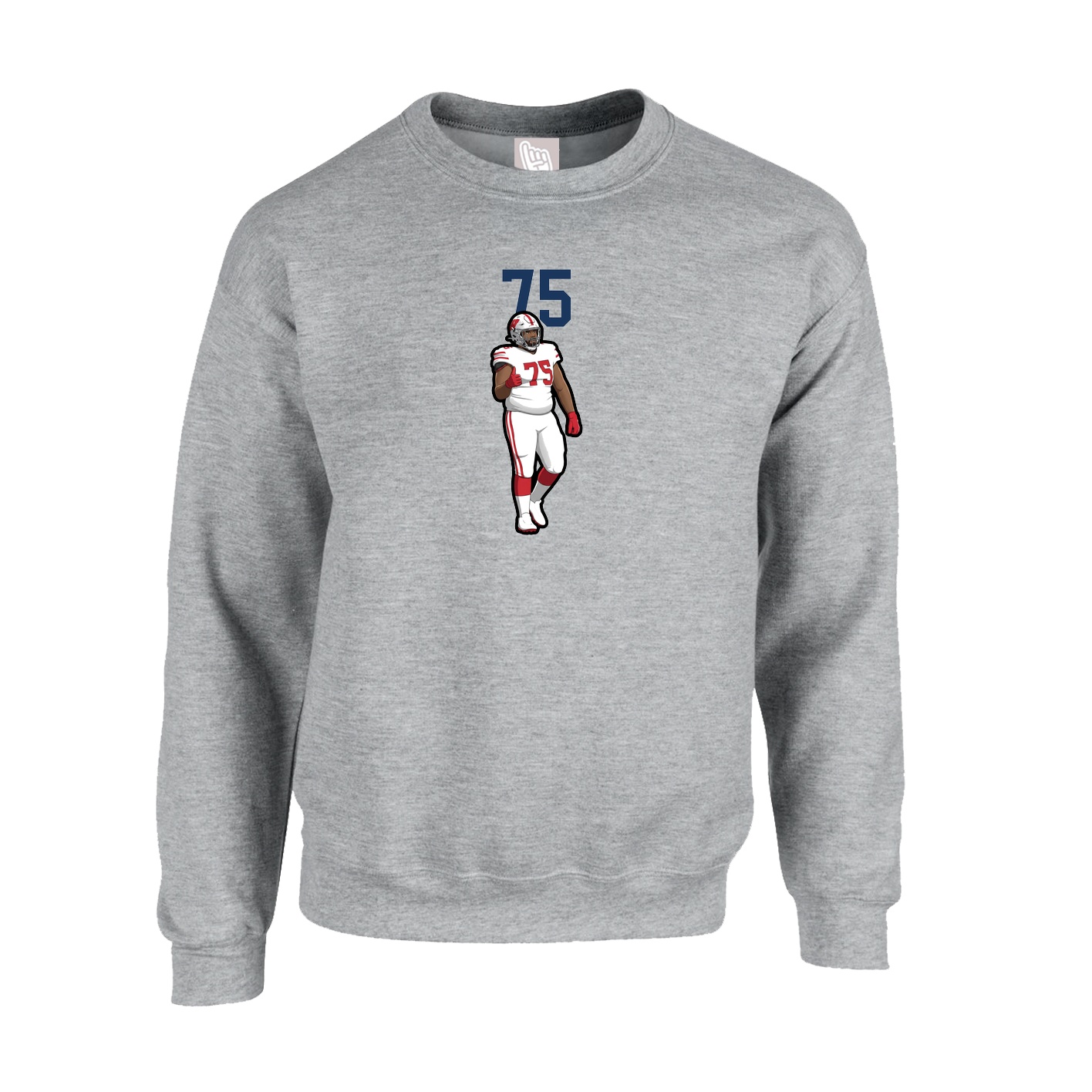 Fleece Crew — Number Top in Grey