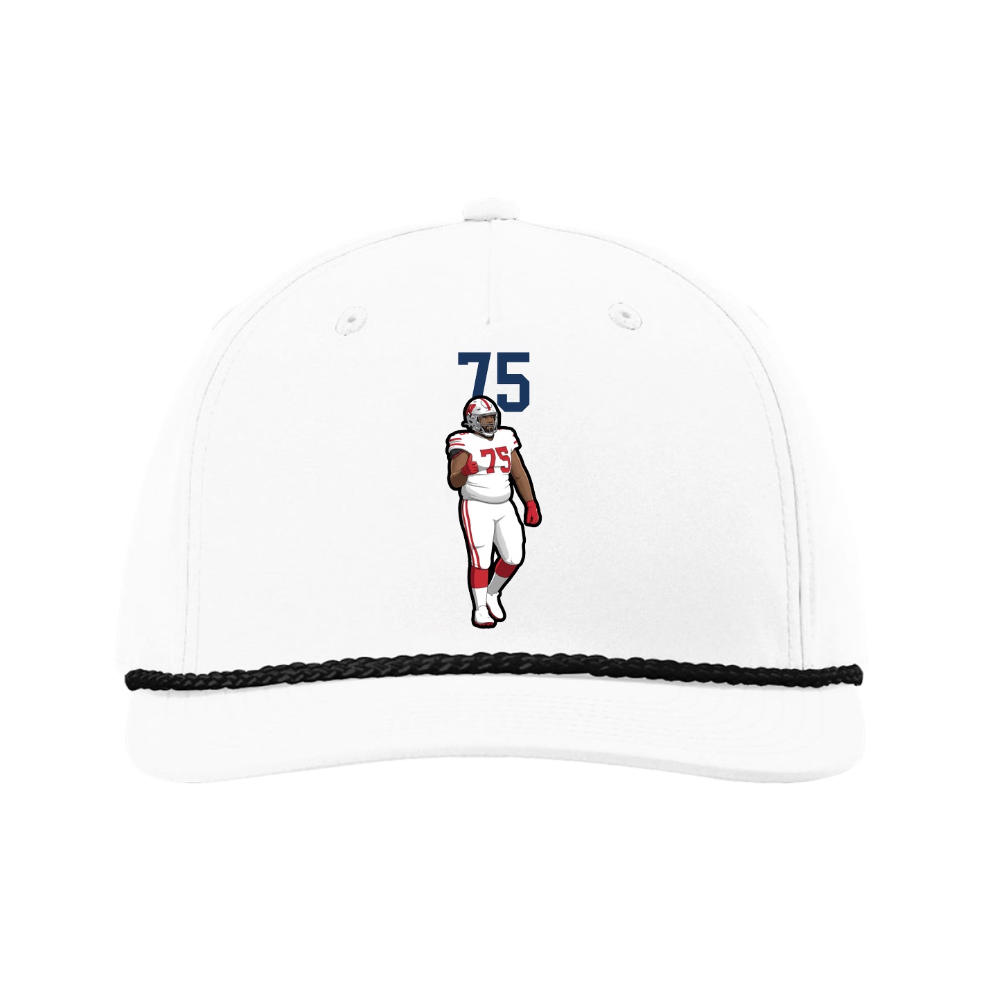 Five-Panel Classic Rope Cap — Number Top in White