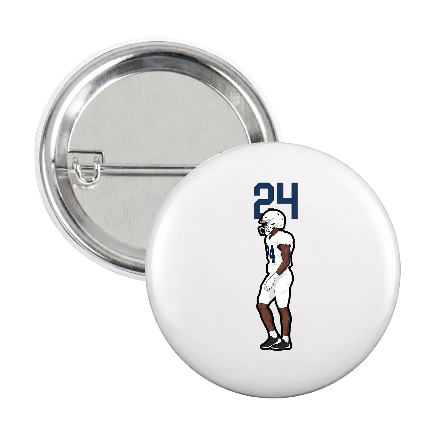 Game Day Button — Number Top in White