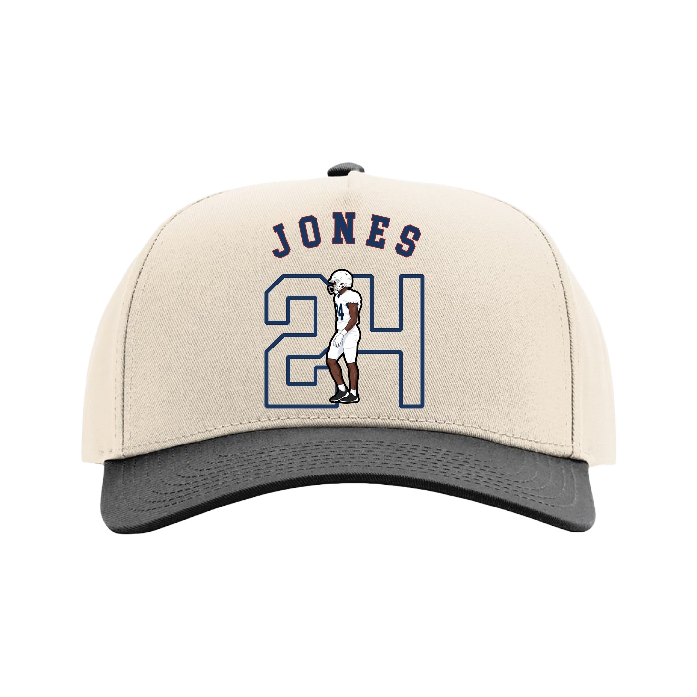 Full Fabric Five-Panel Champ Cap — Shirsey Arch in Cream/Black